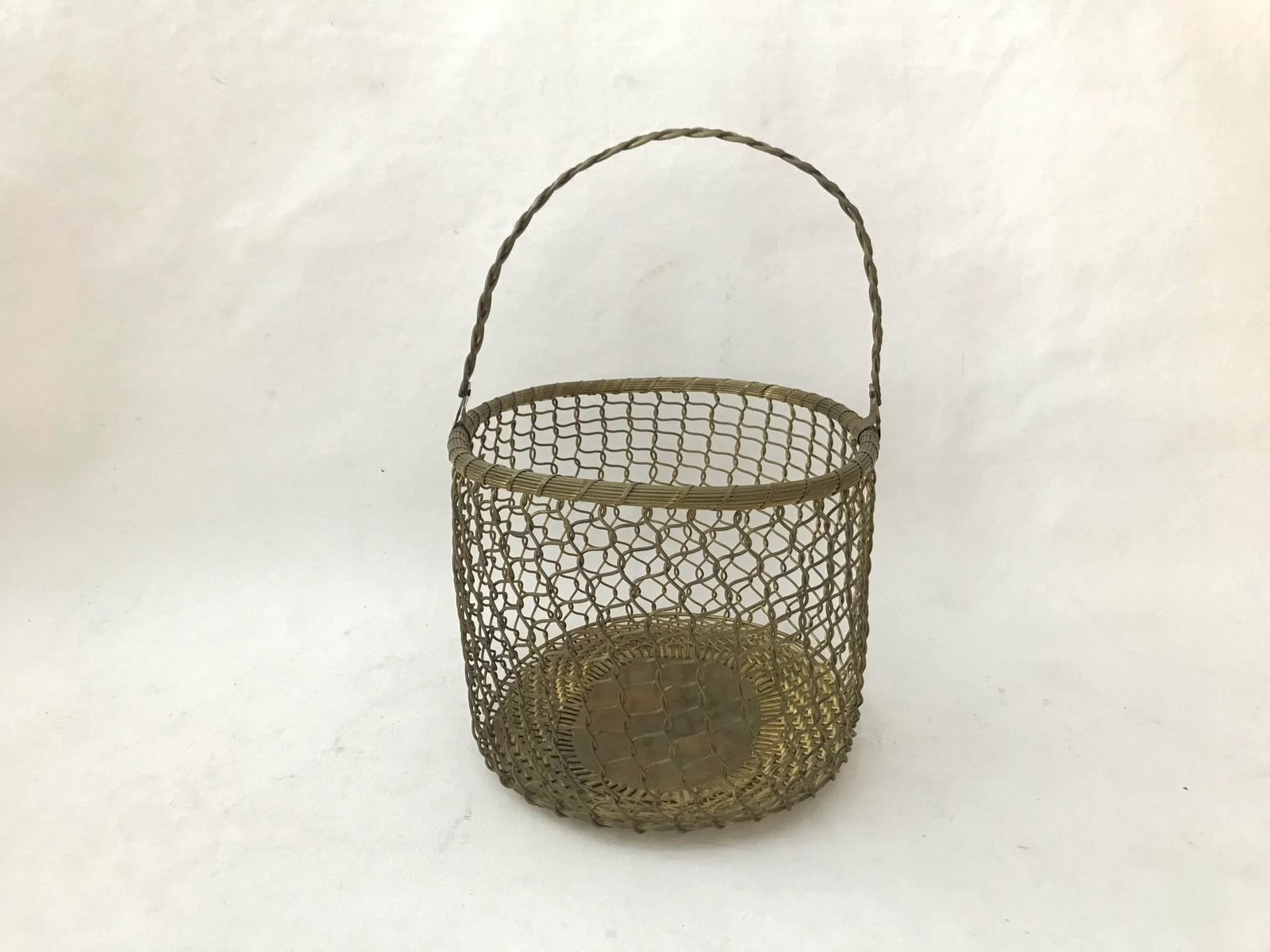 Vintage Hand Crafted Brass Chainlink Basket - 5
