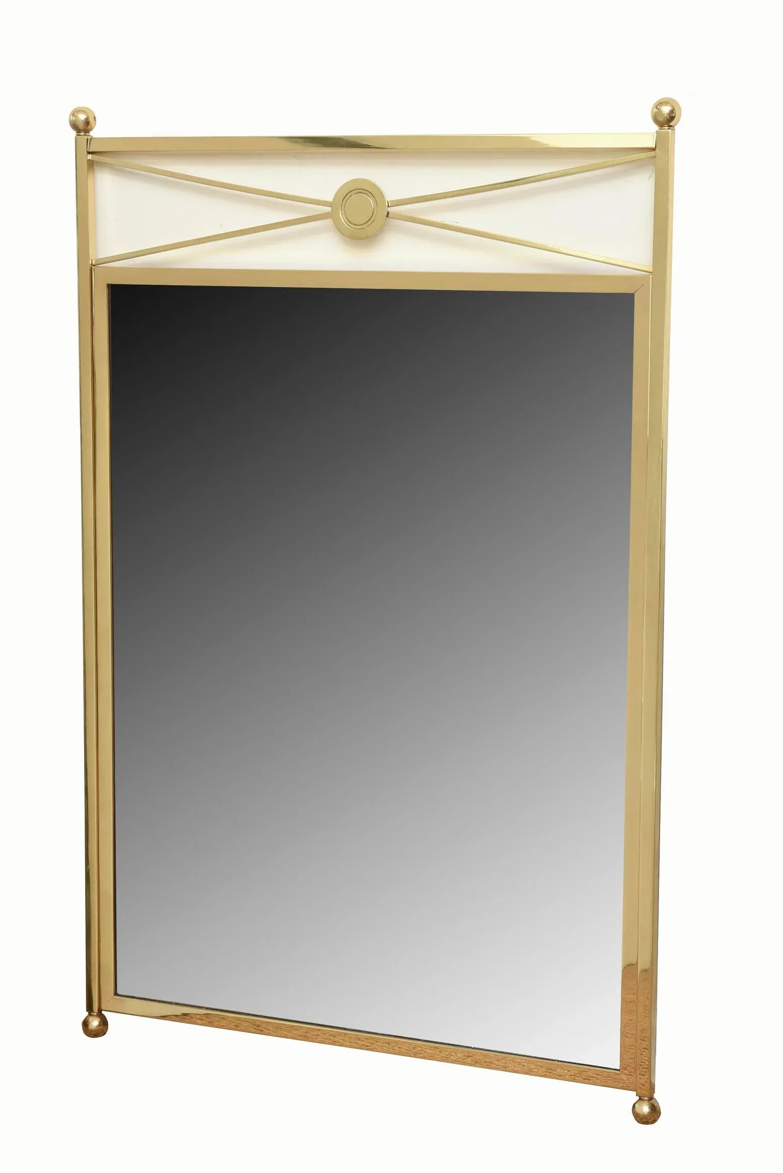 Vintage Modernist Billy Haines Style Brass Medallion Mirror 1960's - 2