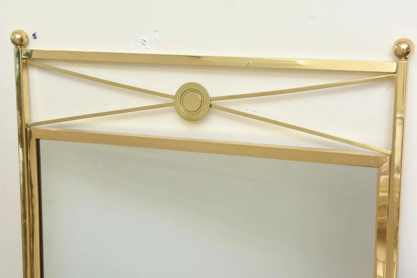 Vintage Modernist Billy Haines Style Brass Medallion Mirror 1960's - 3