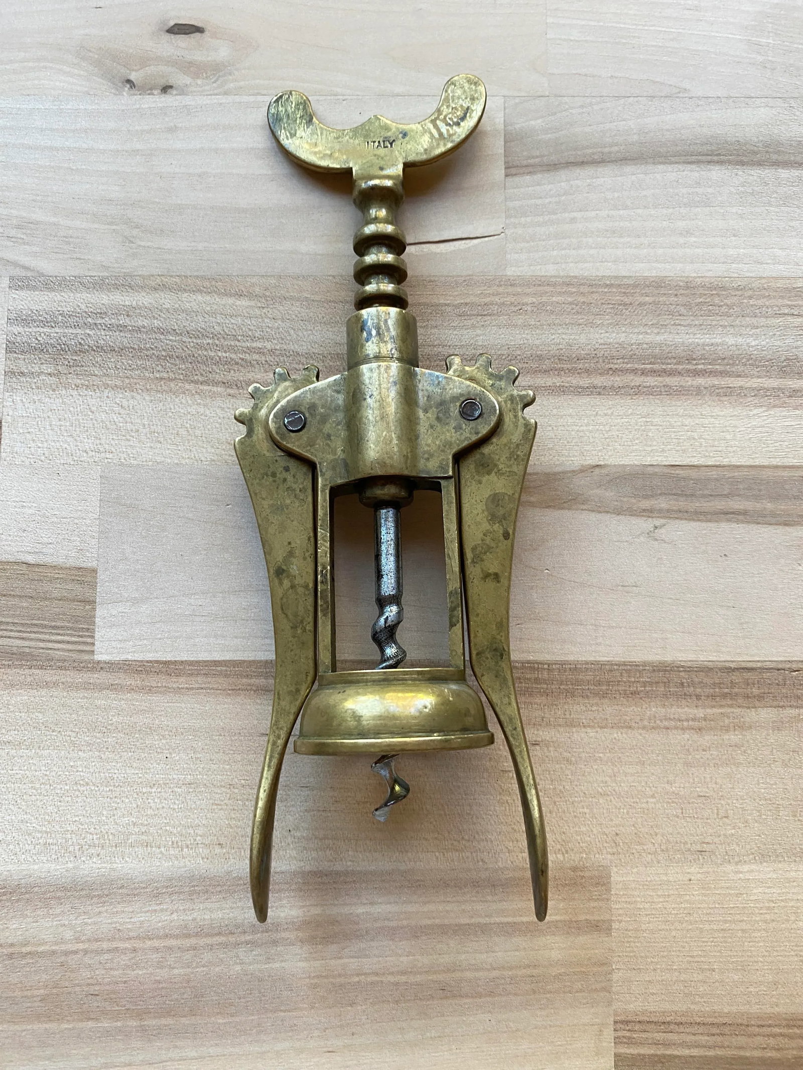 Vintage Brass "Winged" Cork Screw, Made in Italy - 2