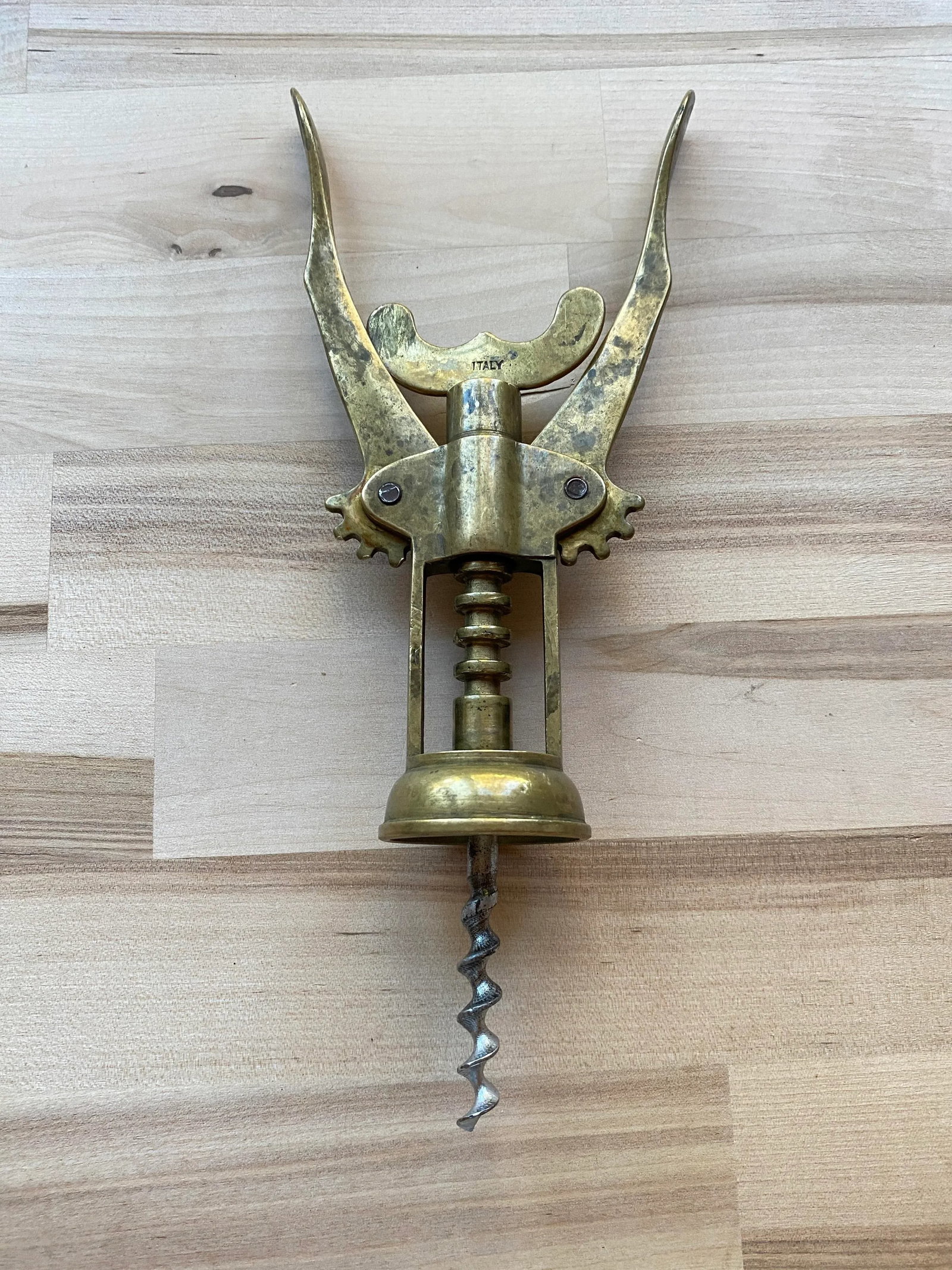 Vintage Brass "Winged" Cork Screw, Made in Italy - 5