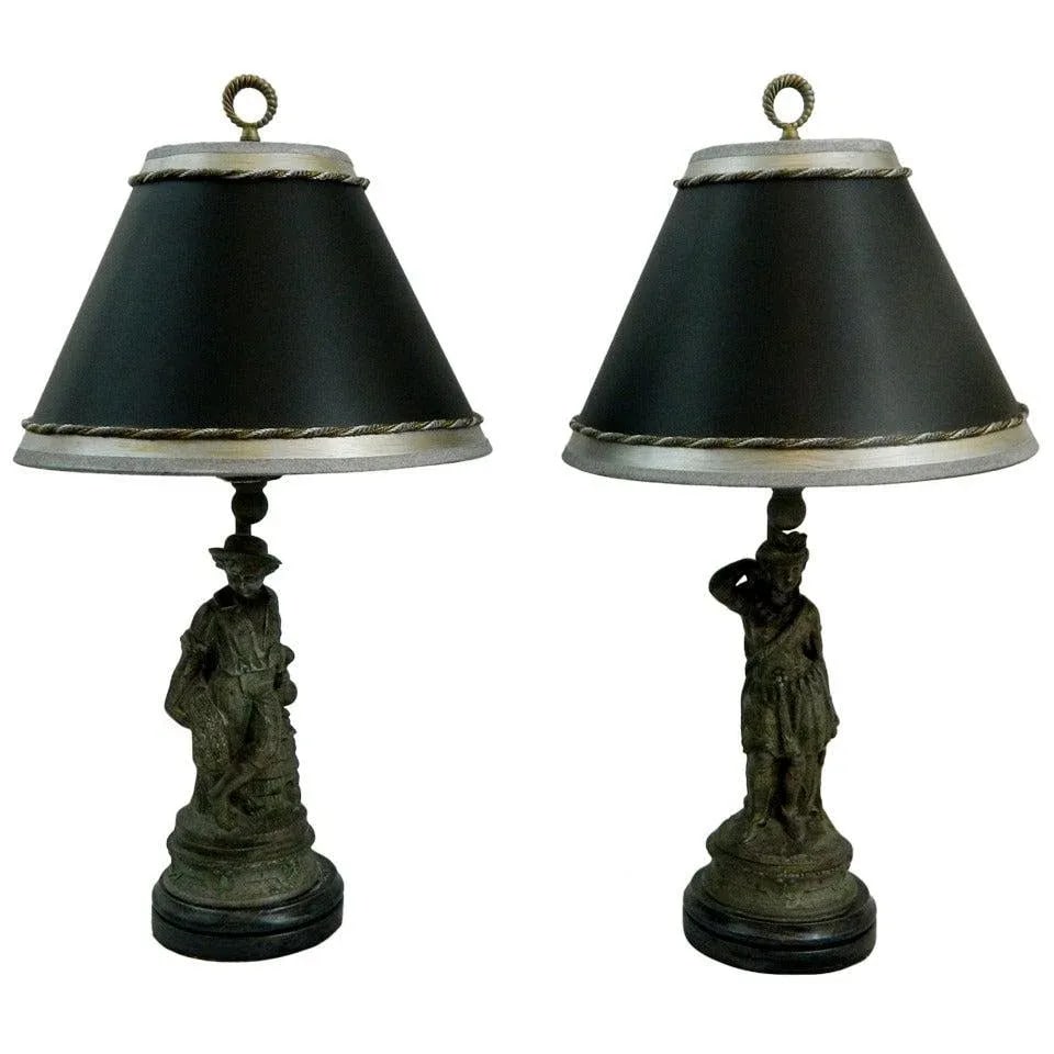 19th Century Pewter Figurines Adapted as Lamps - a Pair - 10