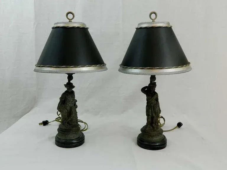 19th Century Pewter Figurines Adapted as Lamps - a Pair - 2
