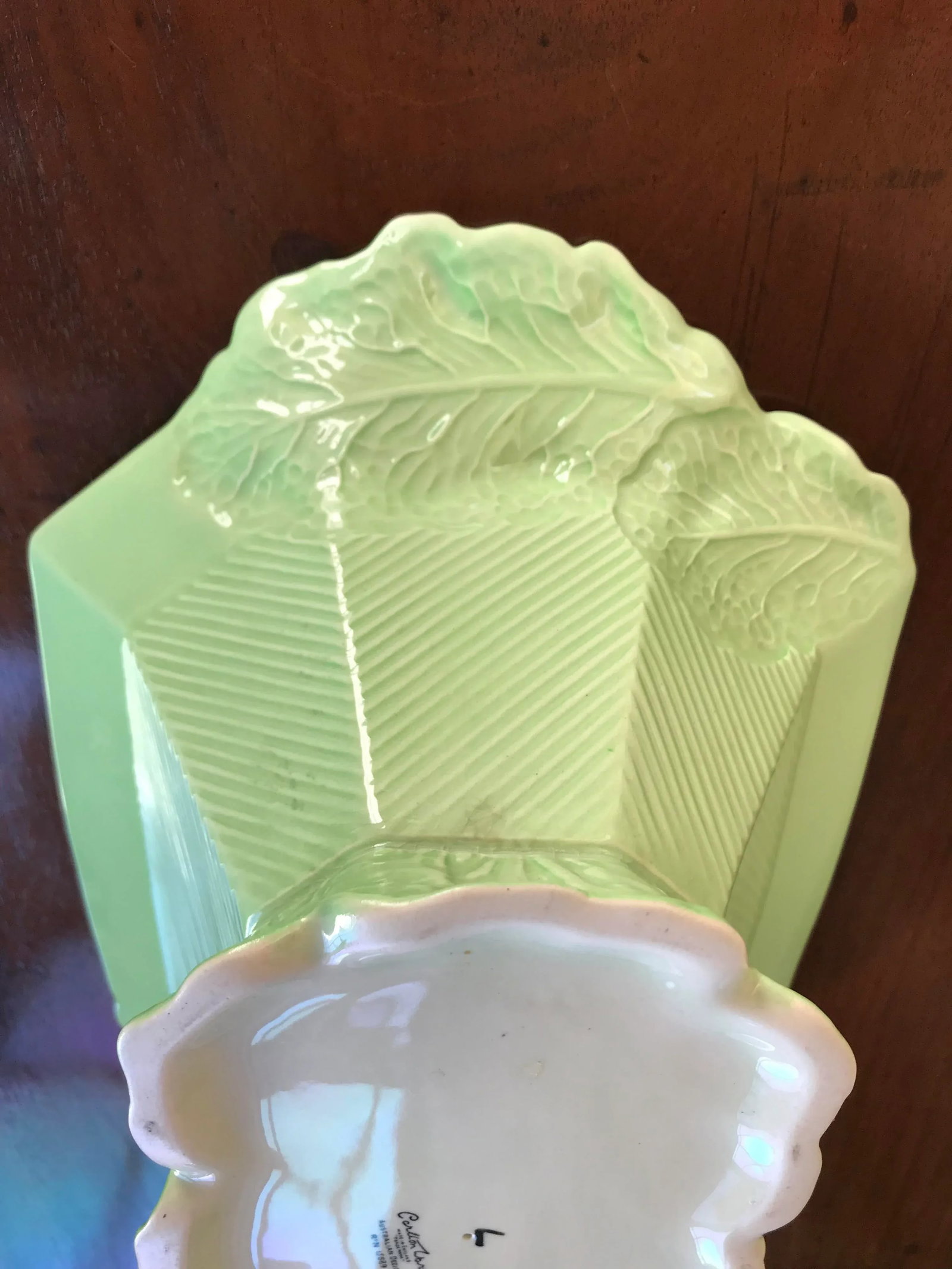 1930s Carlton Ware Lettuce Leaf Deco Bowl - 5