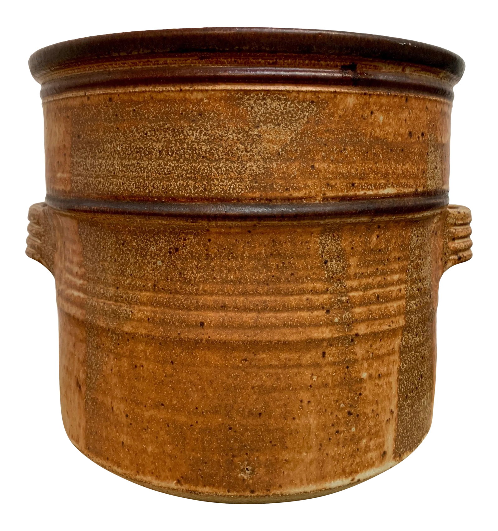 1970s Jerry Meek Stoneware Vessel: California modern art pottery planter by Jerry Meek. Condition: Alterations: Original Condition Unaltered Imperfections: Some Imperfections Condition Notes: Good condition. Two minor chips to the glaz