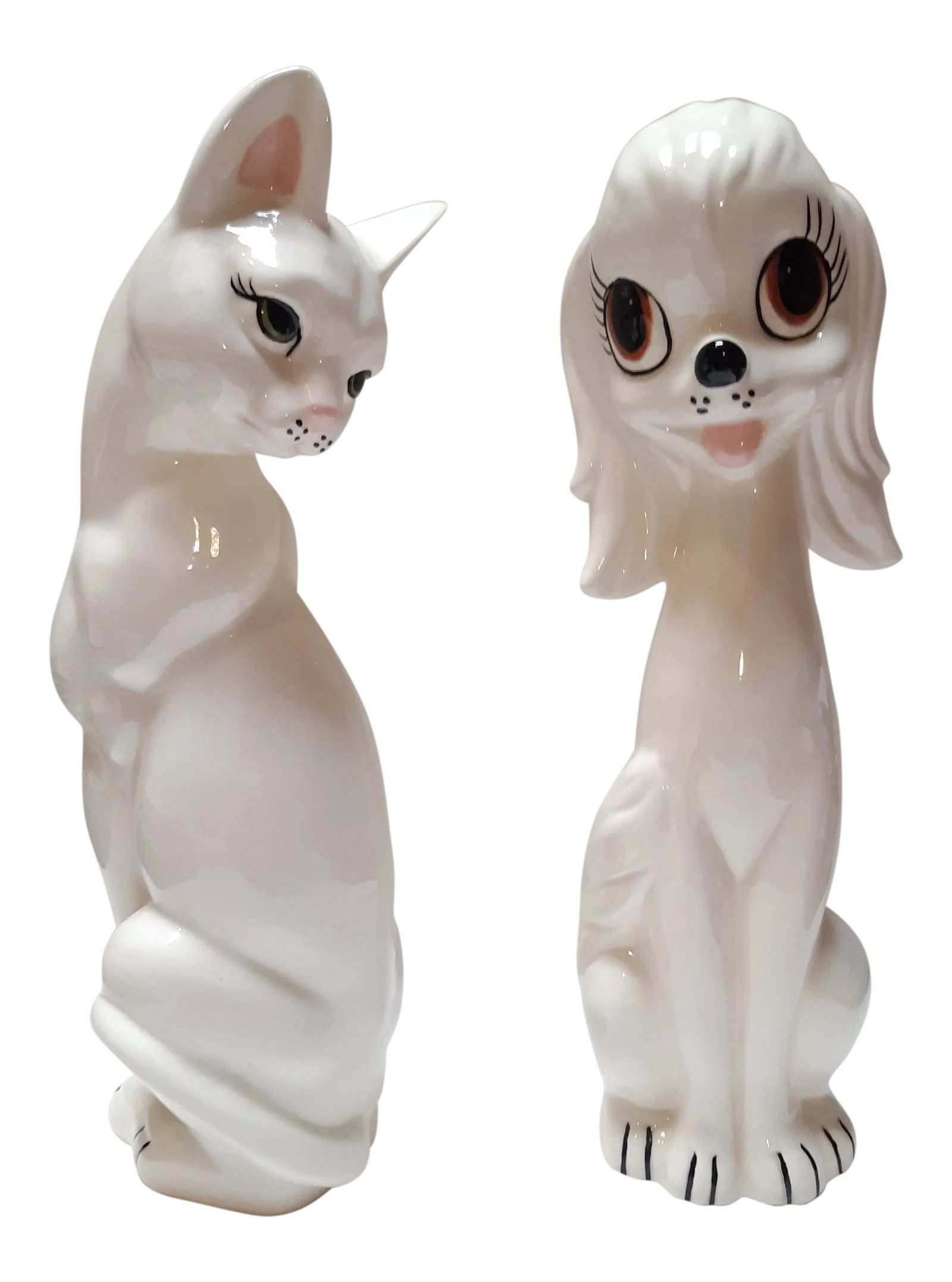 1970s Vintage Ceramic Dog and Cat Figures - a Pair (1 of 4)
