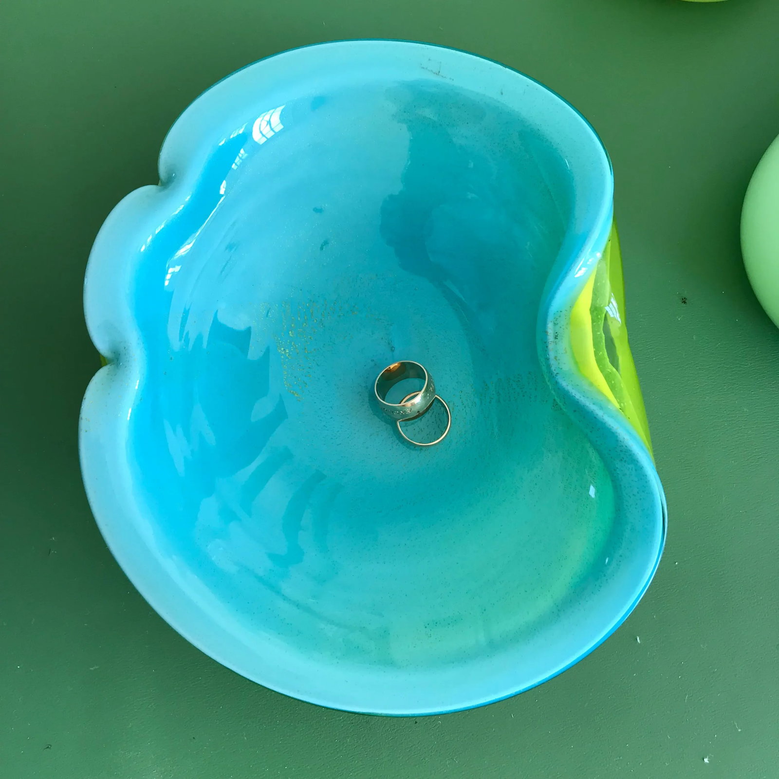 Alfredo Barbini Aqua and Chartreuse Murano Glass Bowl - 6