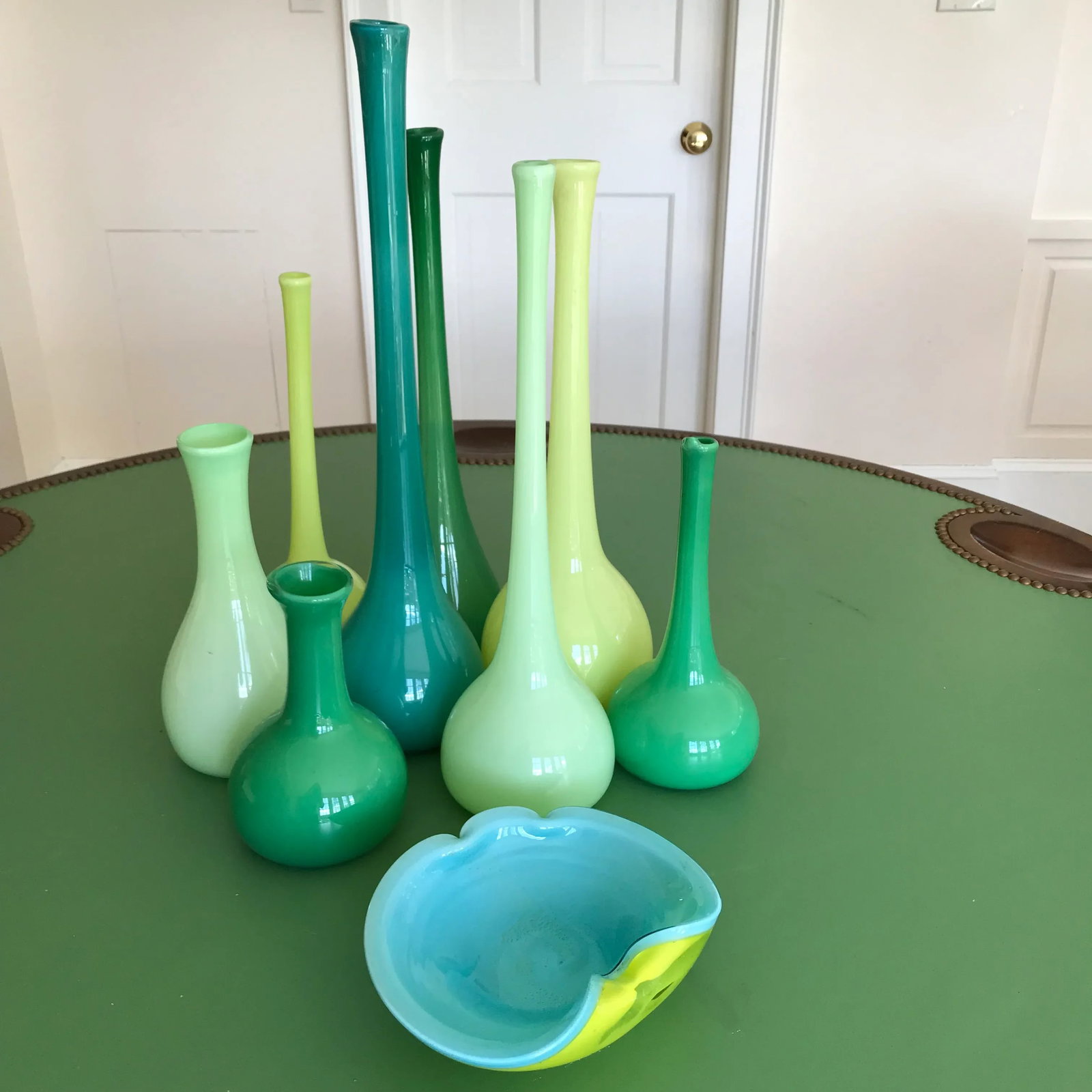 Alfredo Barbini Aqua and Chartreuse Murano Glass Bowl - 9