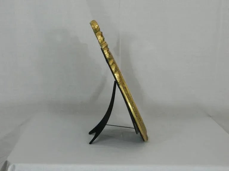 Italian Hand-Carved Gold Leaf Oval Vanity Mirror, 20th Century - 6