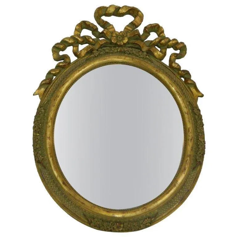 Italian Hand-Carved Gold Leaf Oval Vanity Mirror, 20th Century - 7