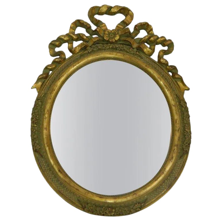 Italian Hand-Carved Gold Leaf Oval Vanity Mirror, 20th Century - 8