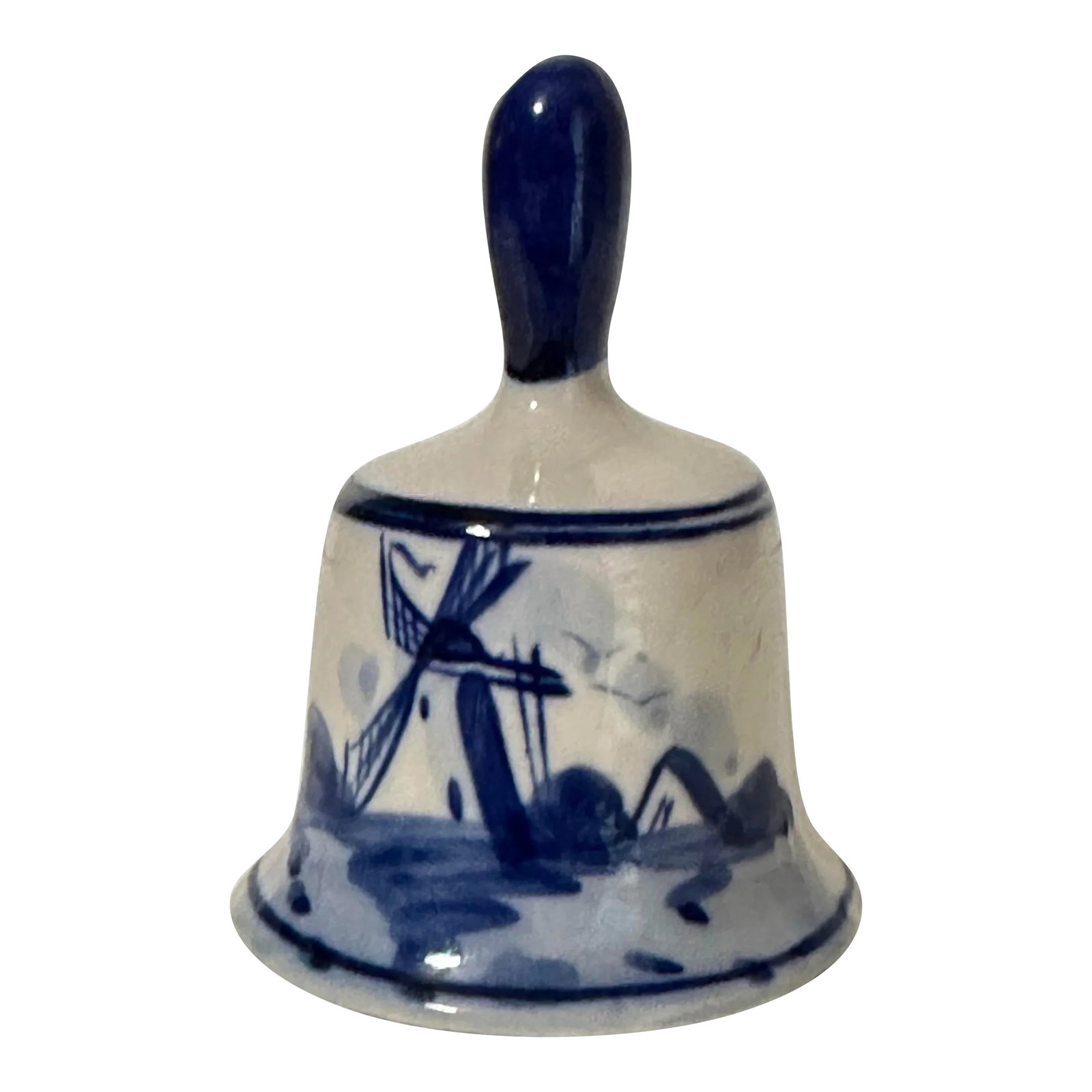 Vintage 20th Century Hand Painted Blue Delft Windmill Miniature Hand Bell (1 of 7)