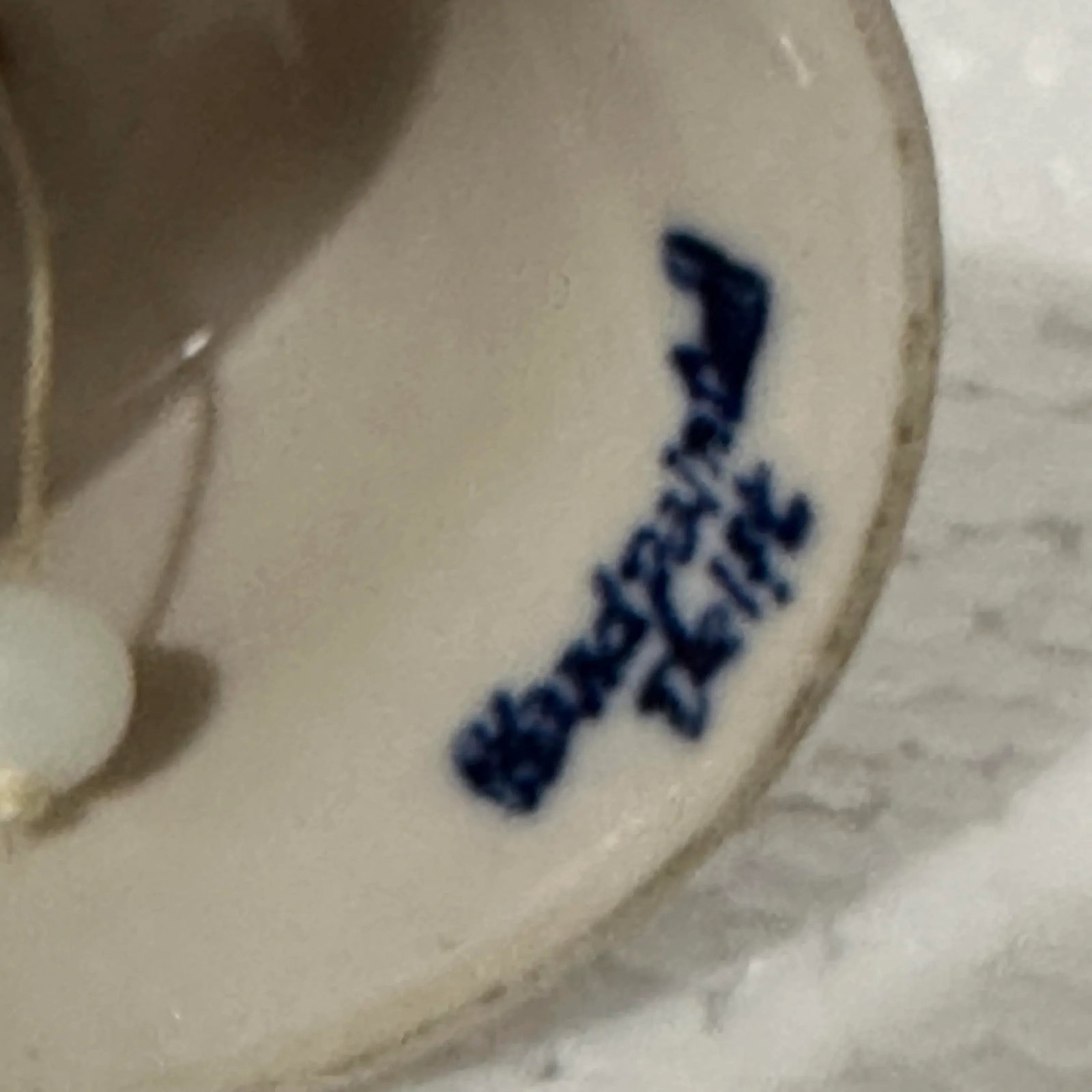 Vintage 20th Century Hand Painted Blue Delft Windmill Miniature Hand Bell - 7