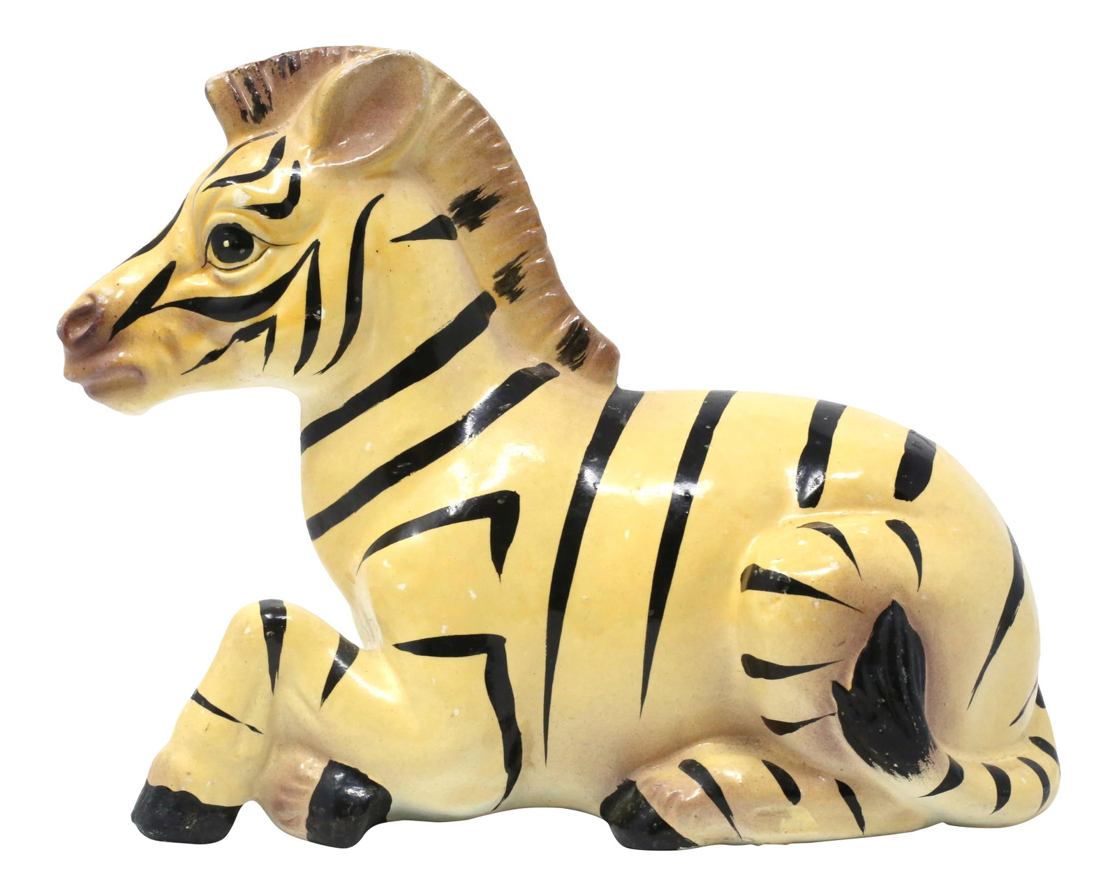 Vintage Hand-Painted Ceramic Zebra Figure: A vintage, hand-painted ceramic figure of a zebra. Stamped " Mar-Lyn / 1976." Good vintage condition; no chips or cracks. Condition: Alterations: Original Condition Unaltered Imperfections: Some