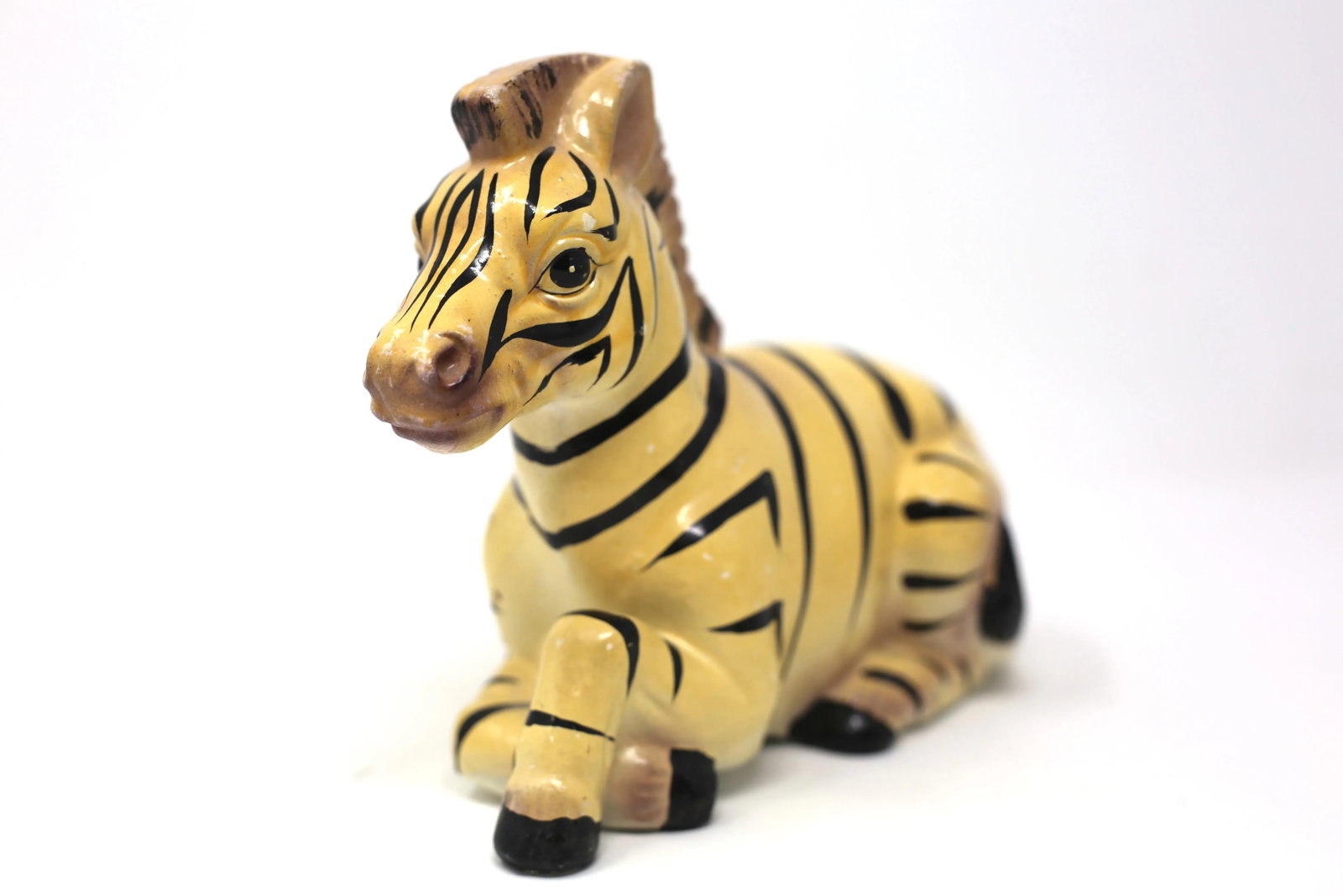 Vintage Hand-Painted Ceramic Zebra Figure - 3