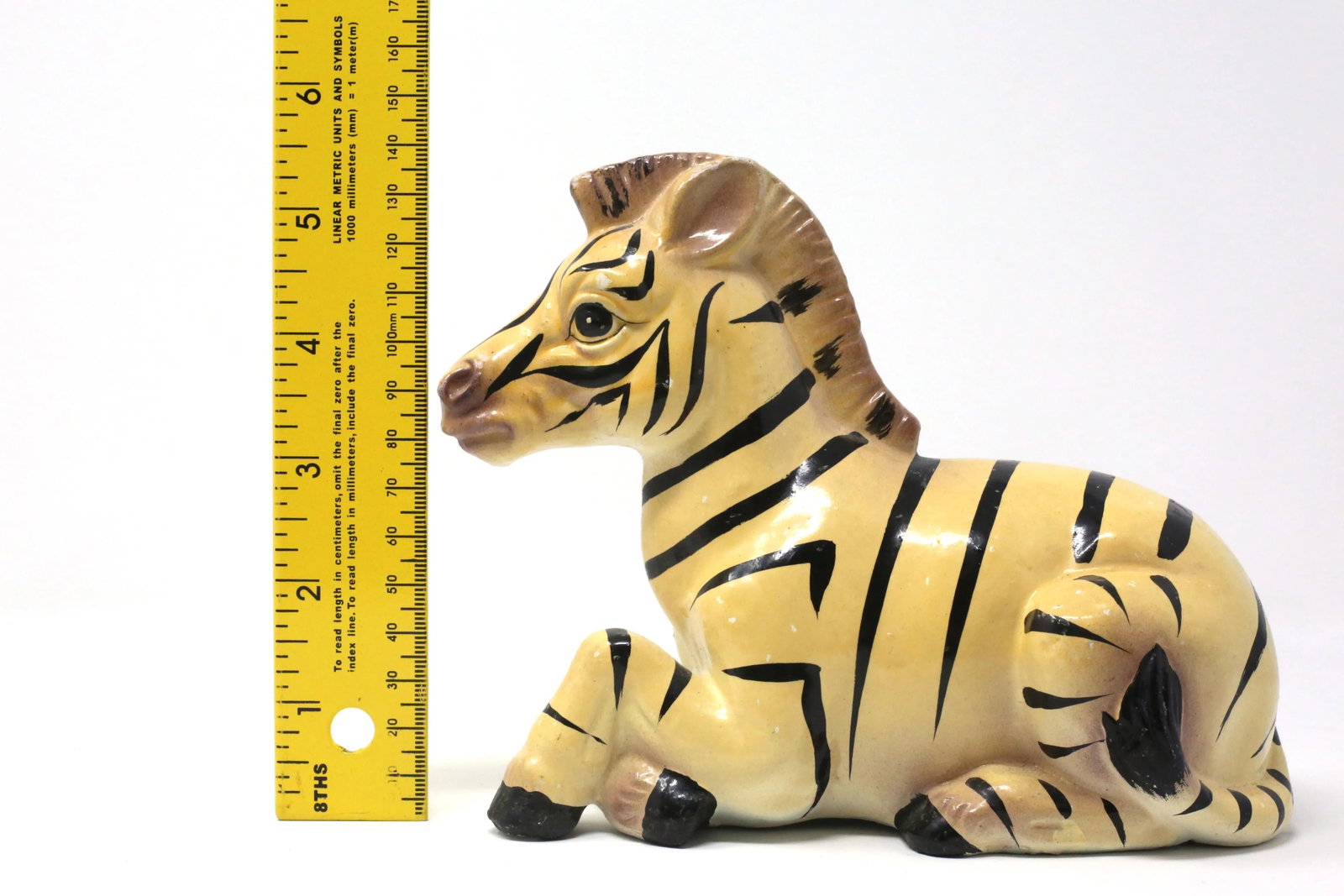 Vintage Hand-Painted Ceramic Zebra Figure - 8