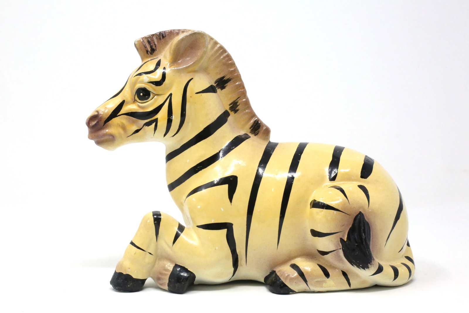 Vintage Hand-Painted Ceramic Zebra Figure - 9