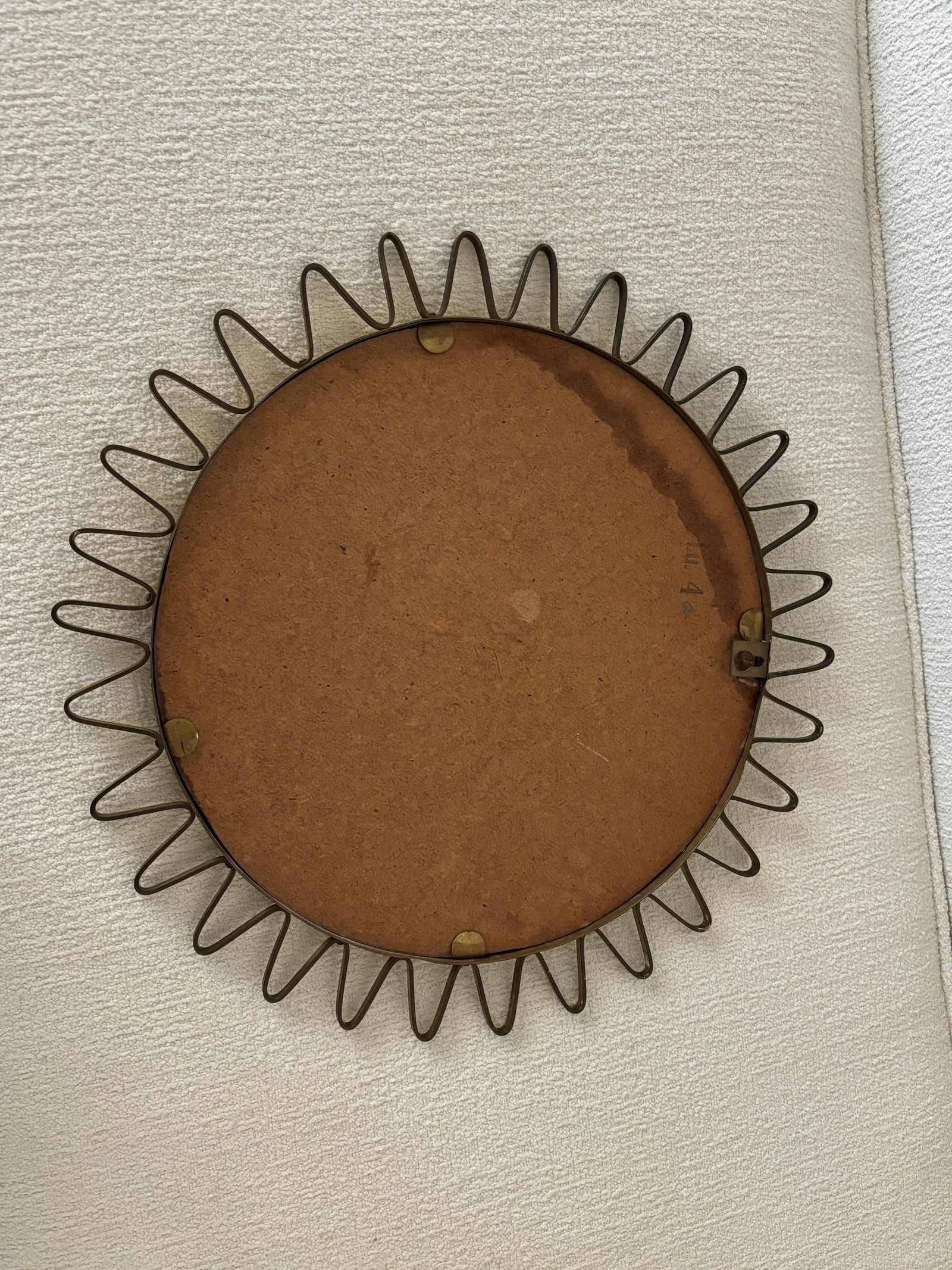 Mid-Century Round Brass Sunburst Loop Mirror Sweden, 1950s - 10
