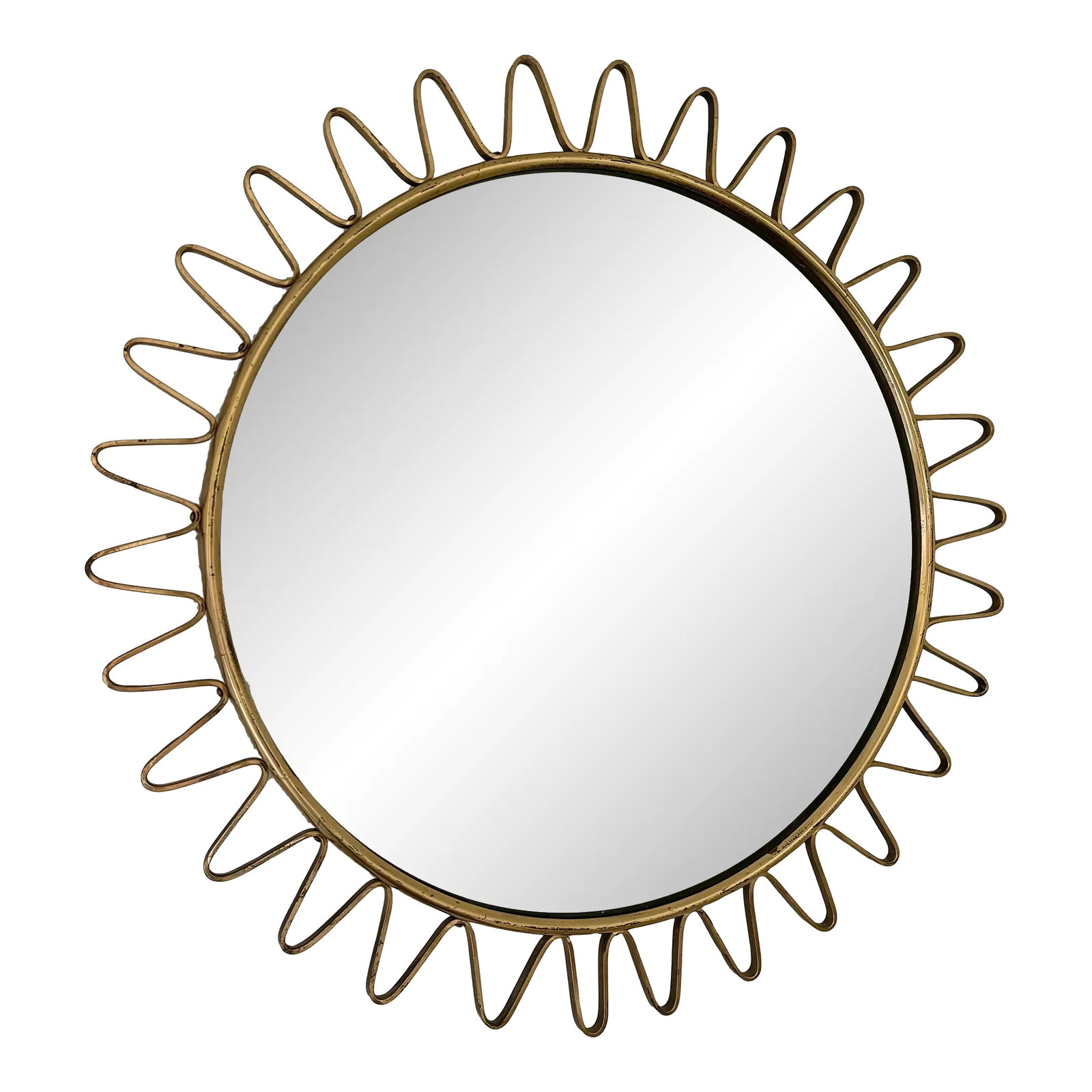 Mid-Century Round Brass Sunburst Loop Mirror Sweden, 1950s (1 of 11)
