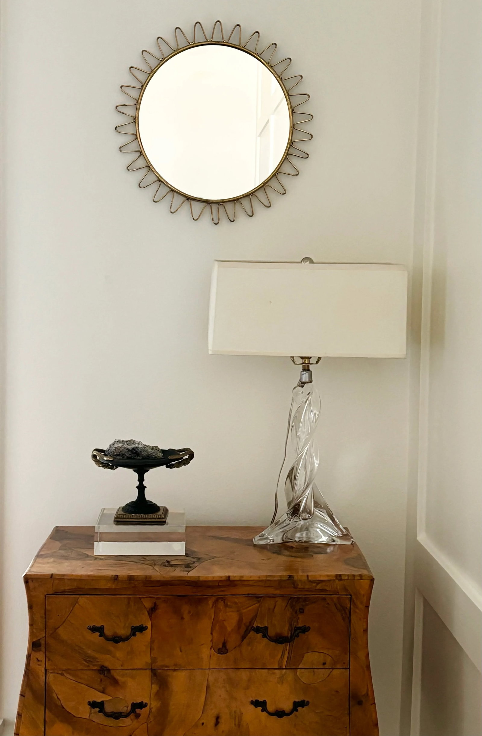 Mid-Century Round Brass Sunburst Loop Mirror Sweden, 1950s - 2