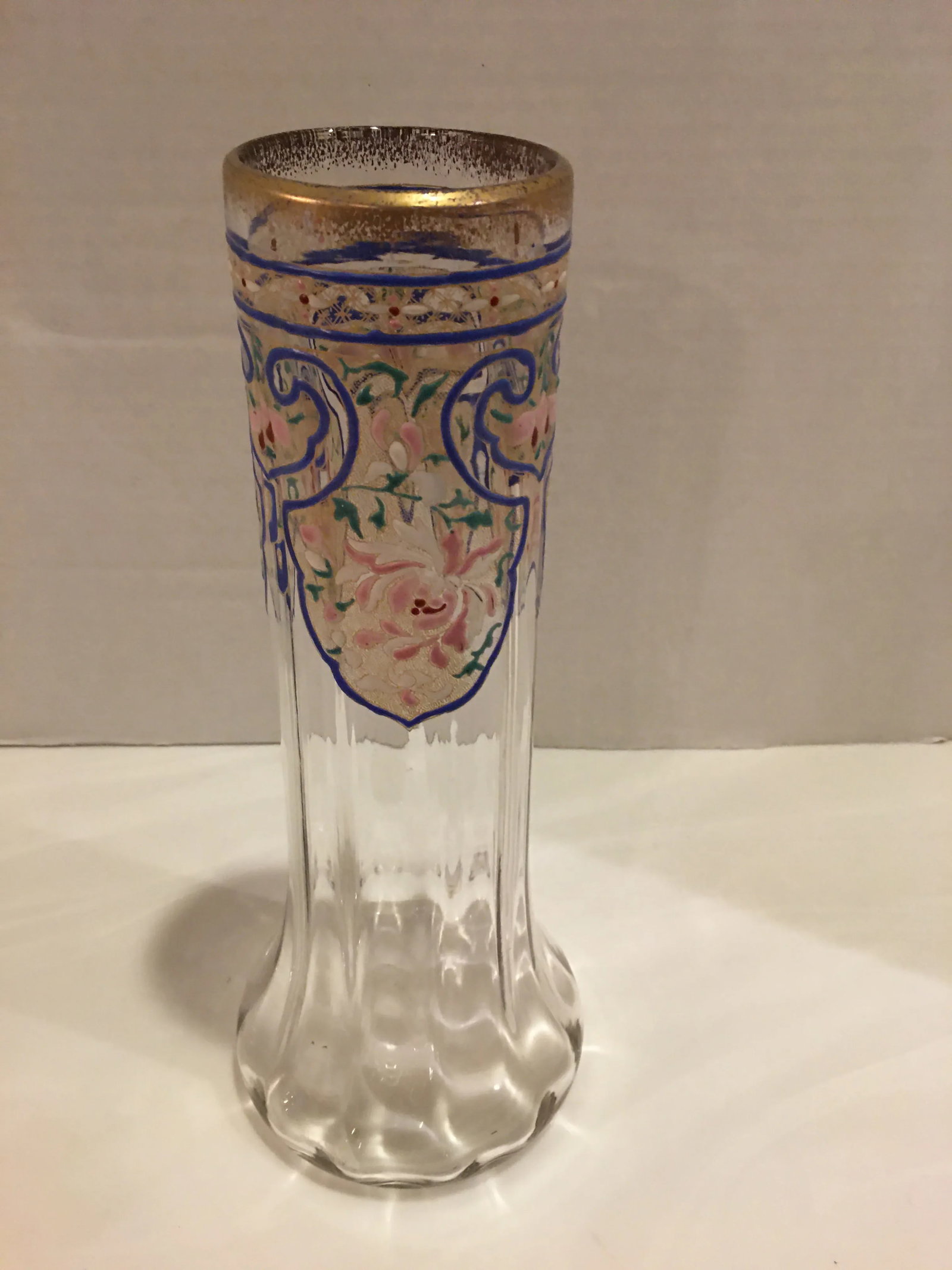 Antique Moser Bohemian Enameled Hand Blown Vase - 6
