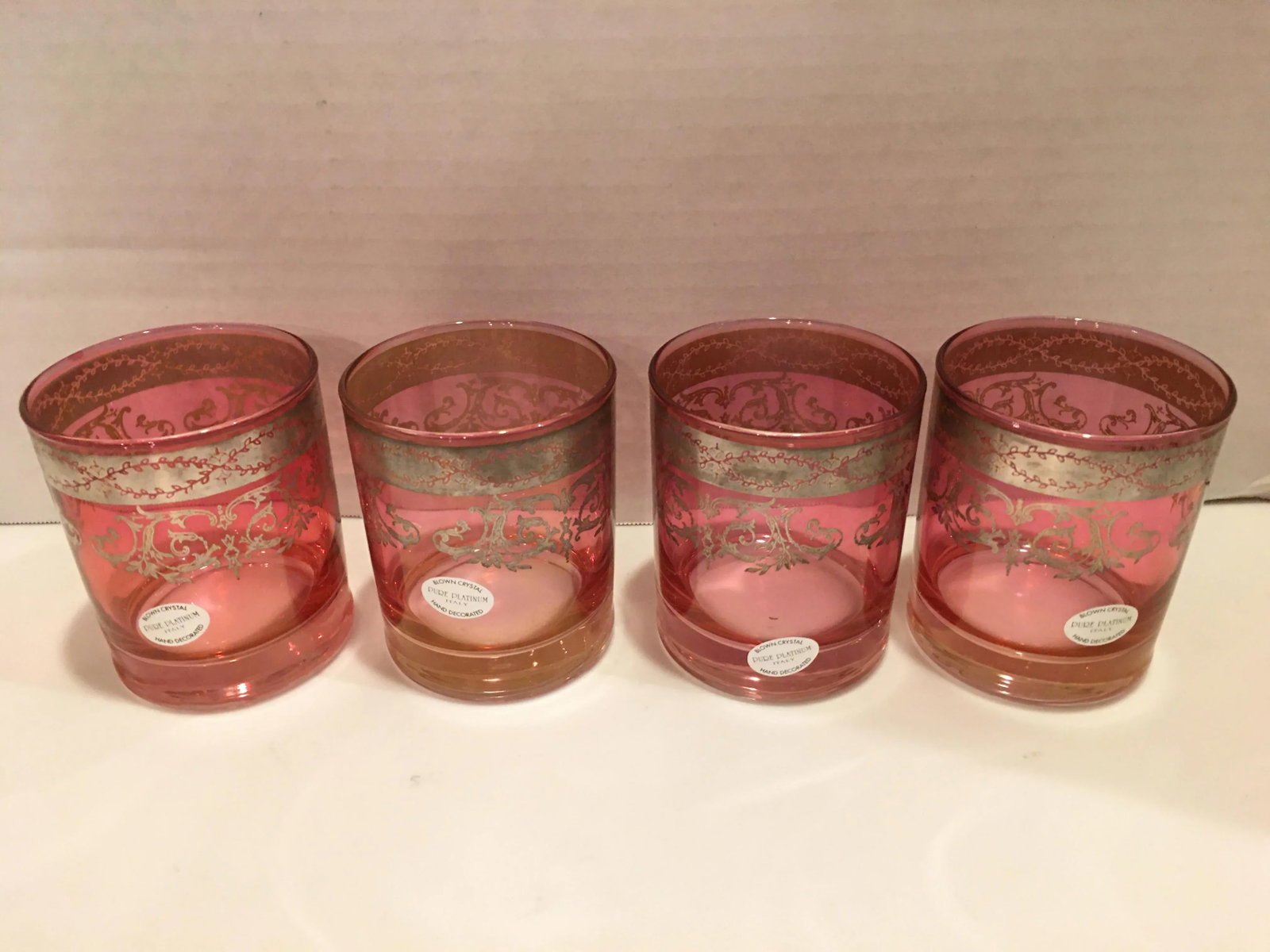 1980s Italian Hand Blown Pure Platinum Italian Old Fashion Glasses - Set of 4 - 2