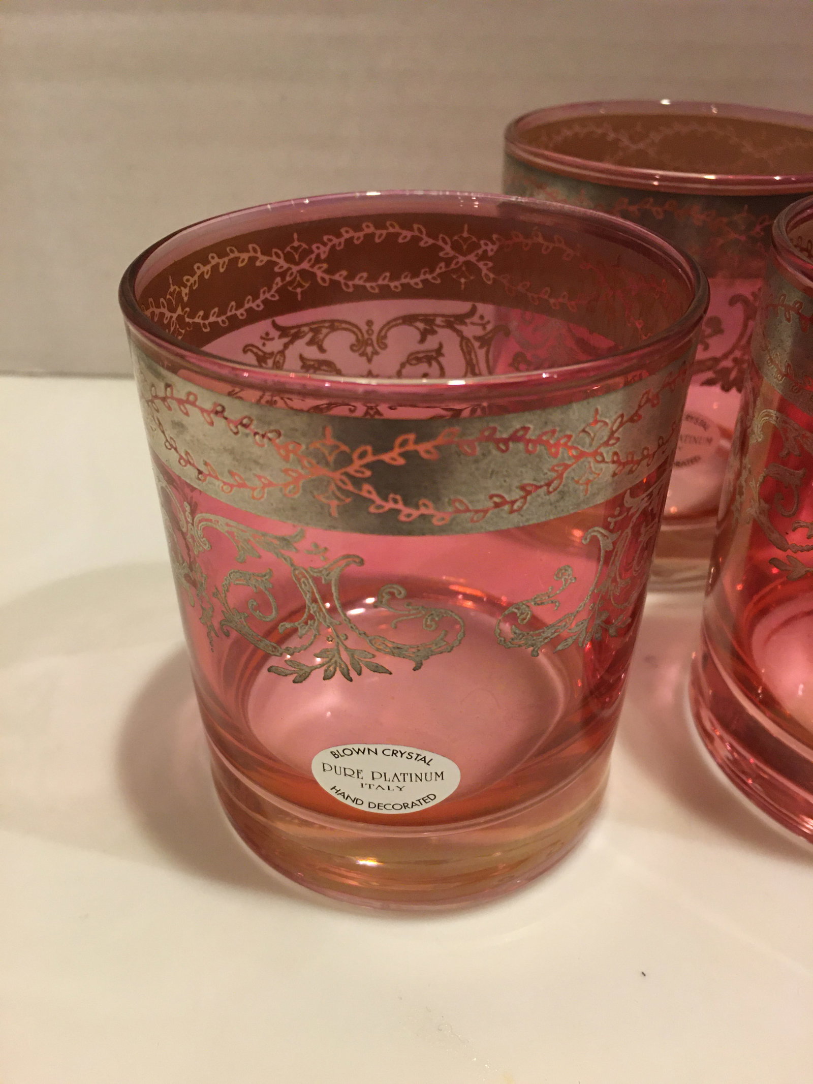 1980s Italian Hand Blown Pure Platinum Italian Old Fashion Glasses - Set of 4 - 5