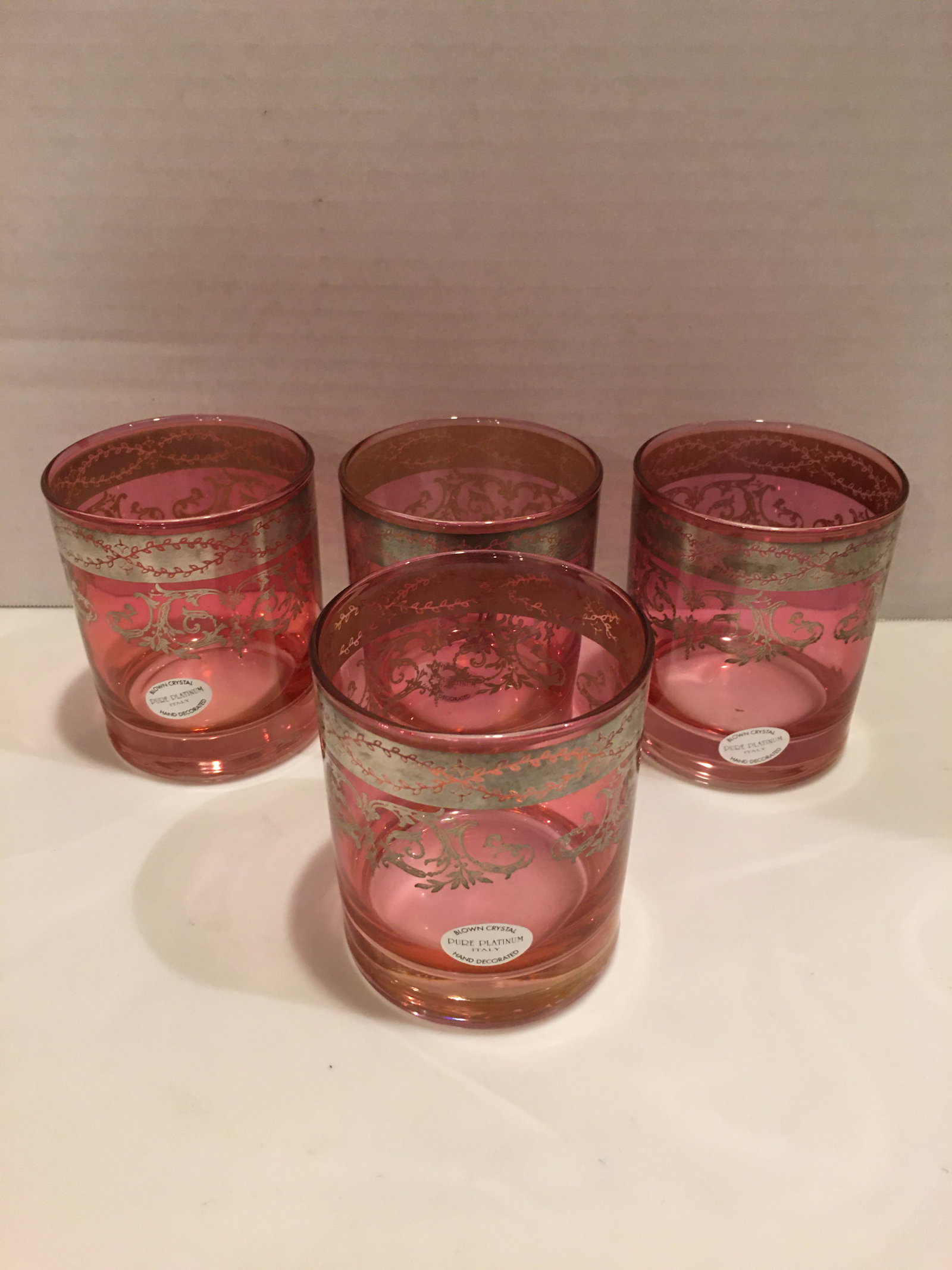 1980s Italian Hand Blown Pure Platinum Italian Old Fashion Glasses - Set of 4 - 7