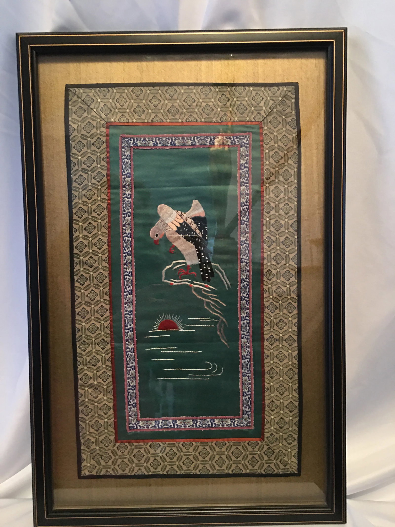 Asian Silk Embroidered Framed Textile - 2
