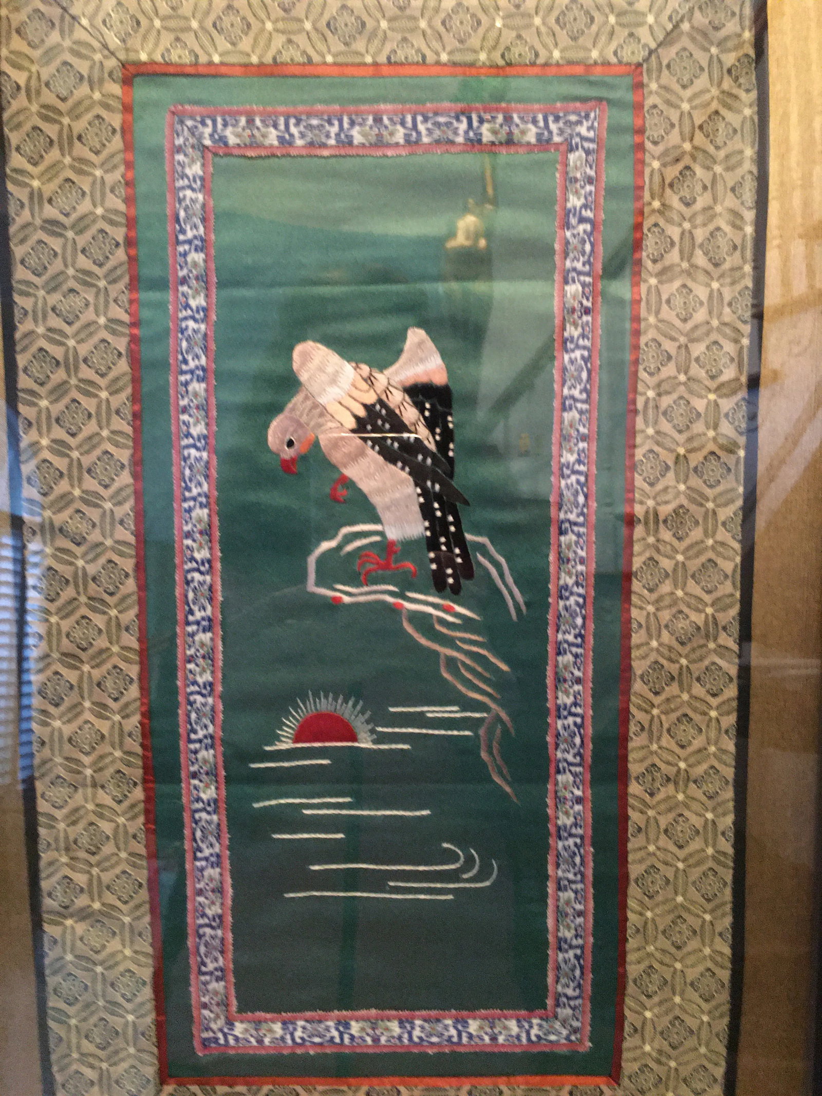 Asian Silk Embroidered Framed Textile - 4