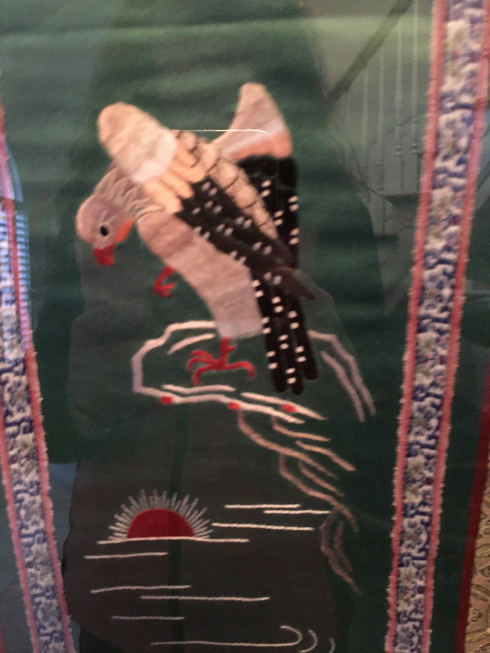 Asian Silk Embroidered Framed Textile - 5