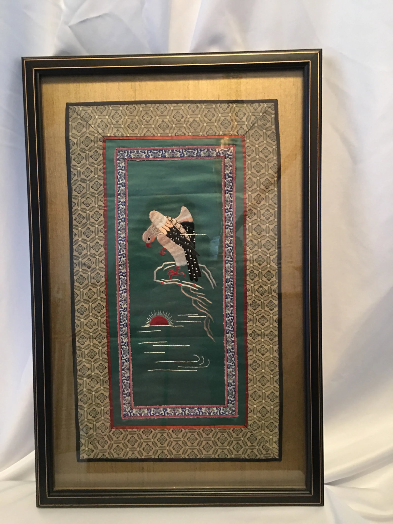 Asian Silk Embroidered Framed Textile - 7