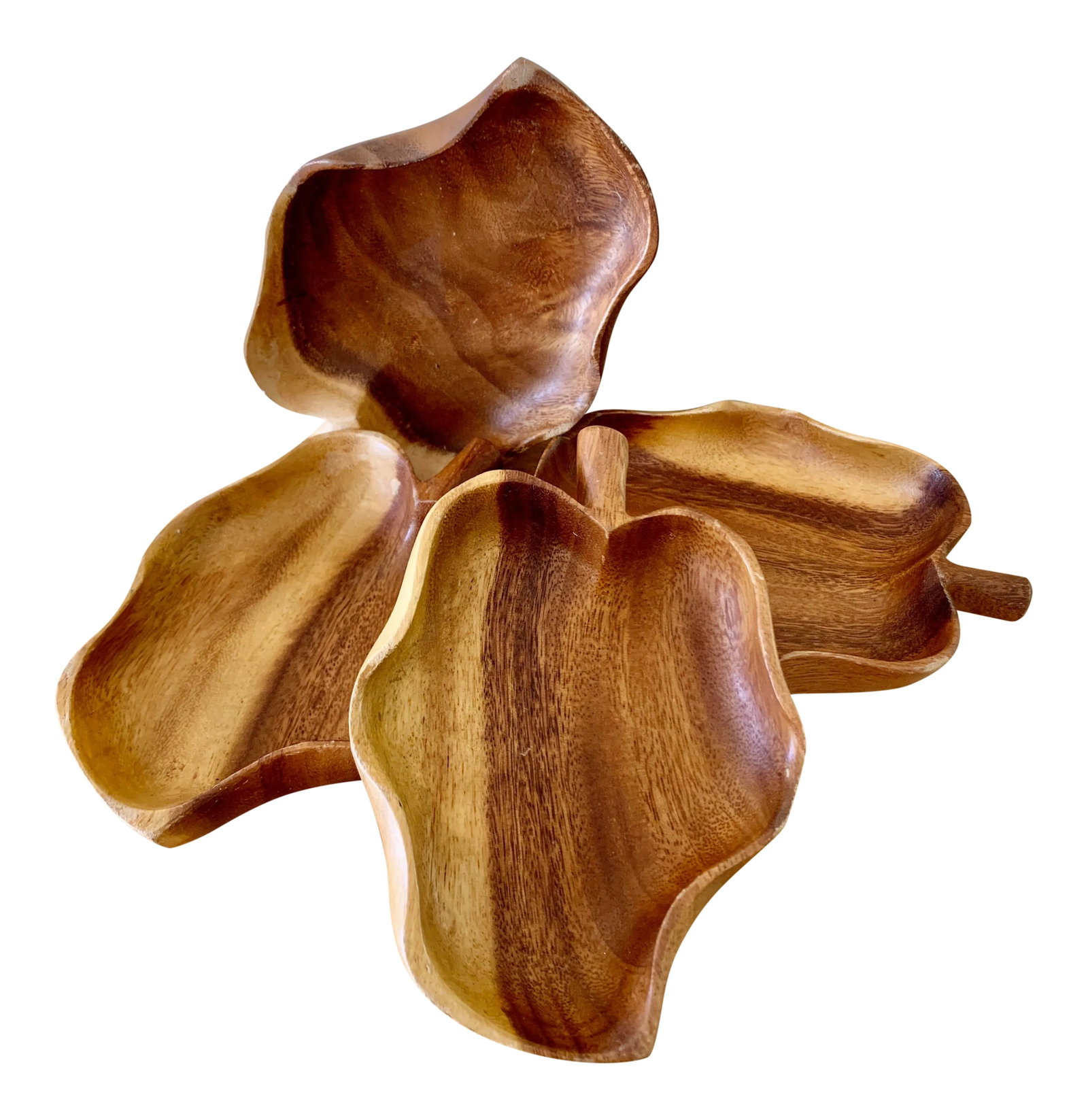 1970s Vintage Hawaiian Monkeypod Leaf Trays - Set of 4 (1 of 13)