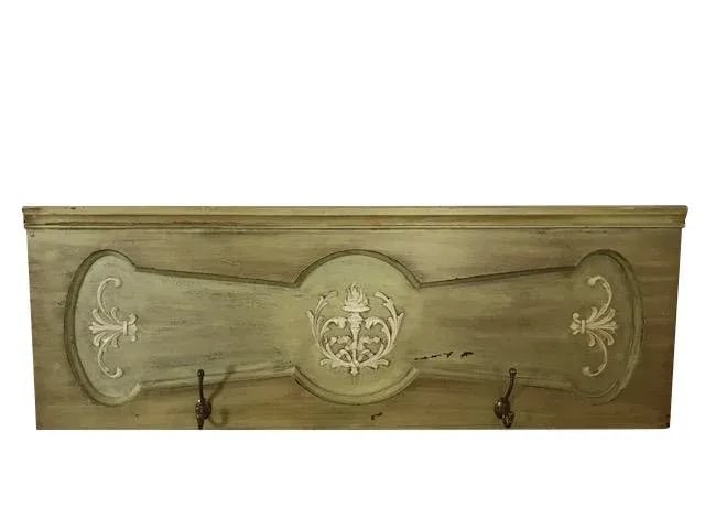 1940s Vintage Architectural Wood Plaque With Hooks - 12