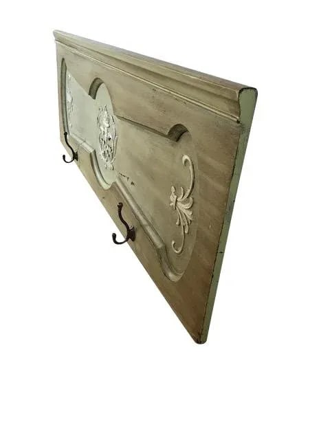 1940s Vintage Architectural Wood Plaque With Hooks - 2