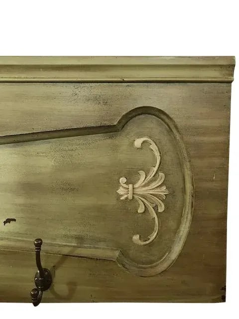 1940s Vintage Architectural Wood Plaque With Hooks - 3