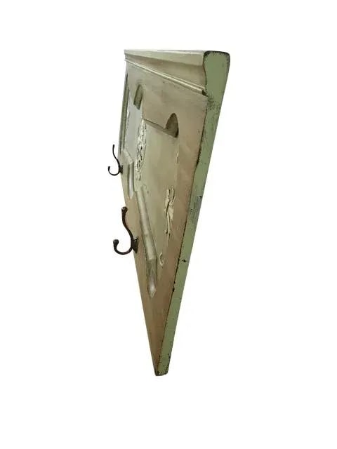 1940s Vintage Architectural Wood Plaque With Hooks - 5