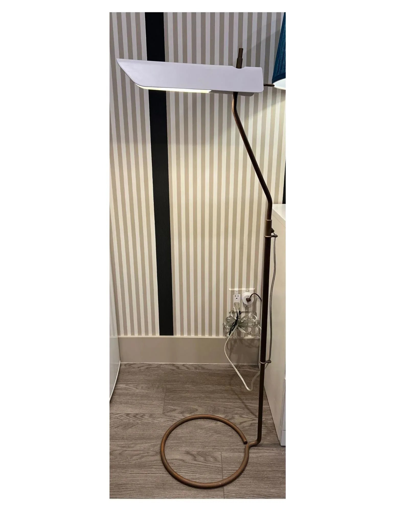 Visual Comfort Adjustable Antiqued Brass & White Floor Lamp - 7