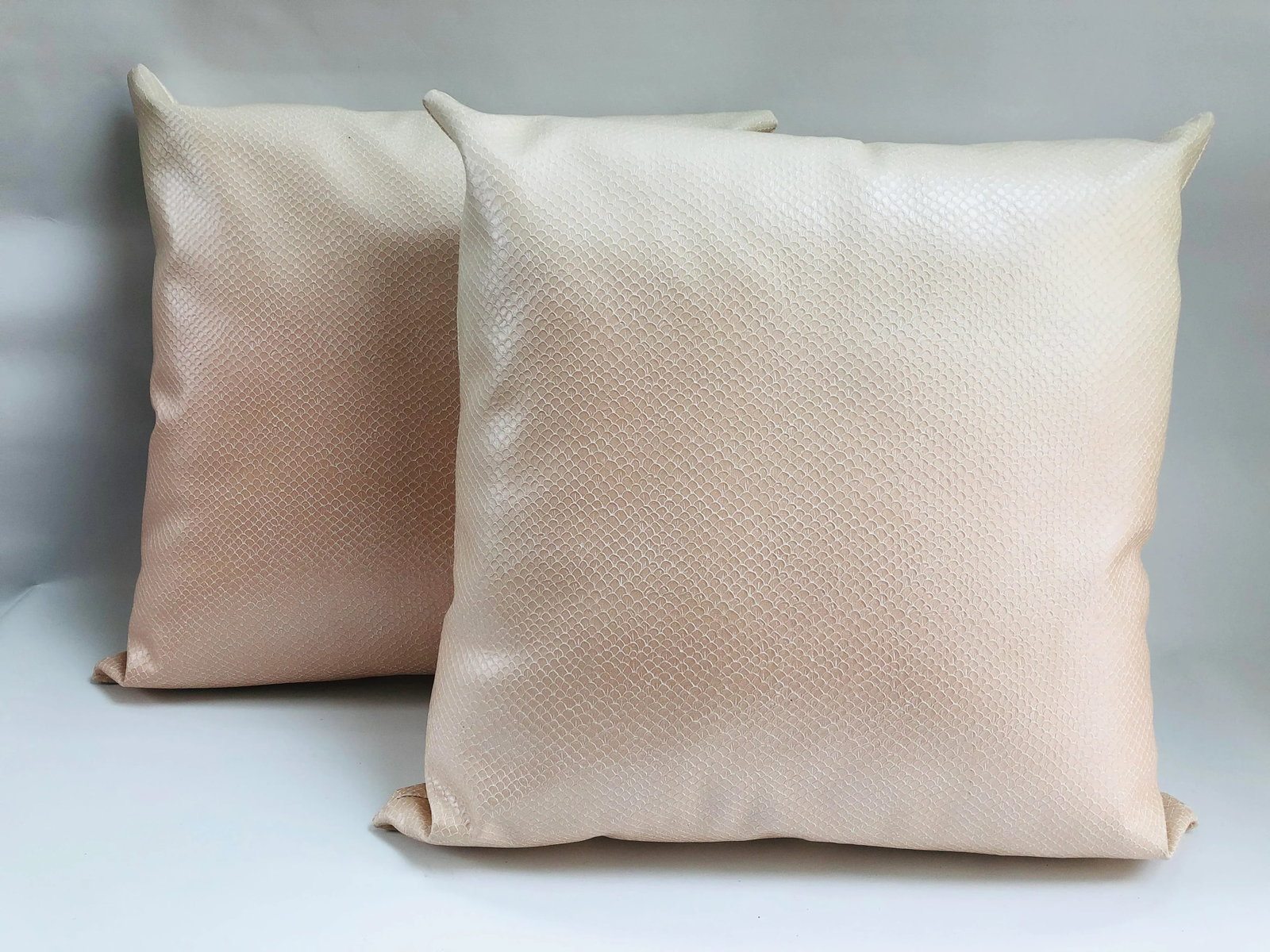 Vintage Pink Chic Snake Skin Style Leather Pillows - a Pair - 5