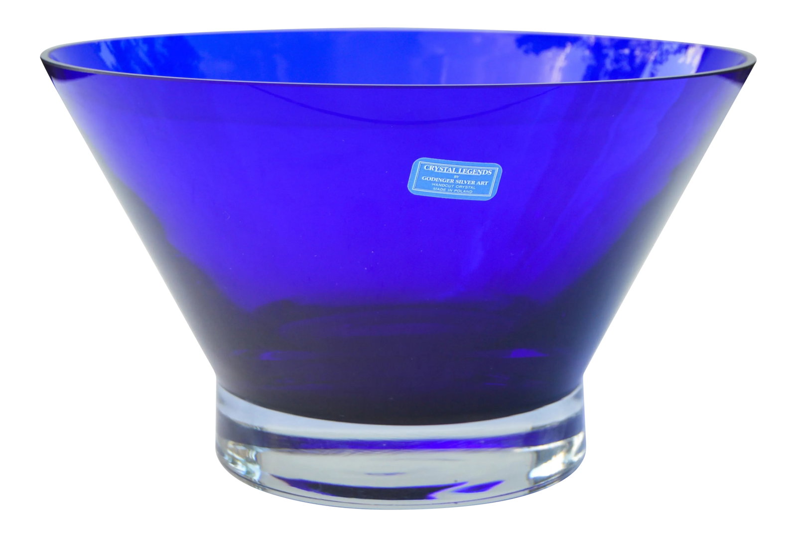 Blue Crystal Bowl: Midcentury cobalt blue bowl with elegantly hand-cut crystal and ornate details. Marked: Crystal Legends Poland. This beautiful accent ships within 1-2 business days from purchase, and to be received w