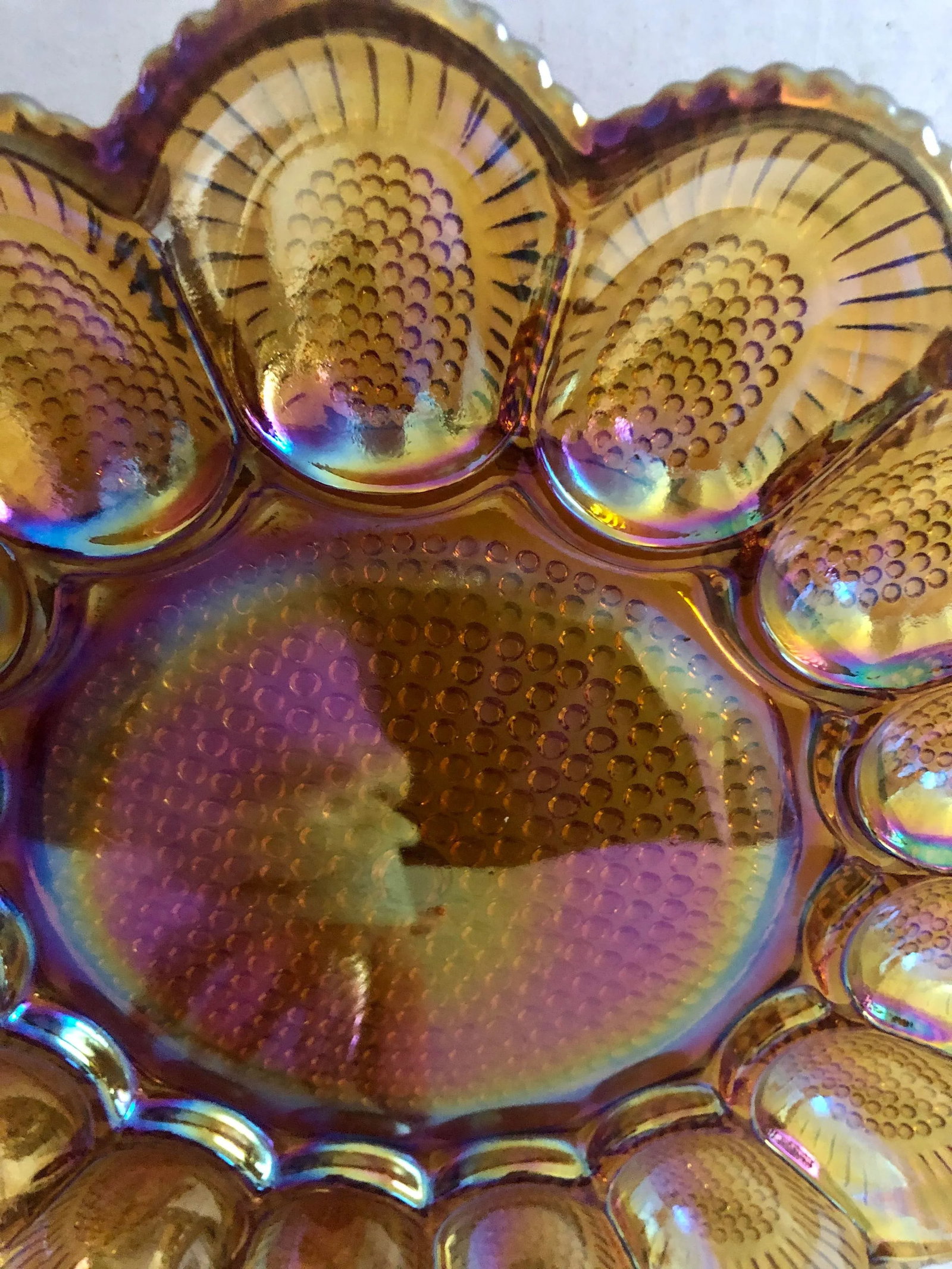Vintage Mid-Century Modern Heavy Weight Carnival Glass Egg Holder - 4