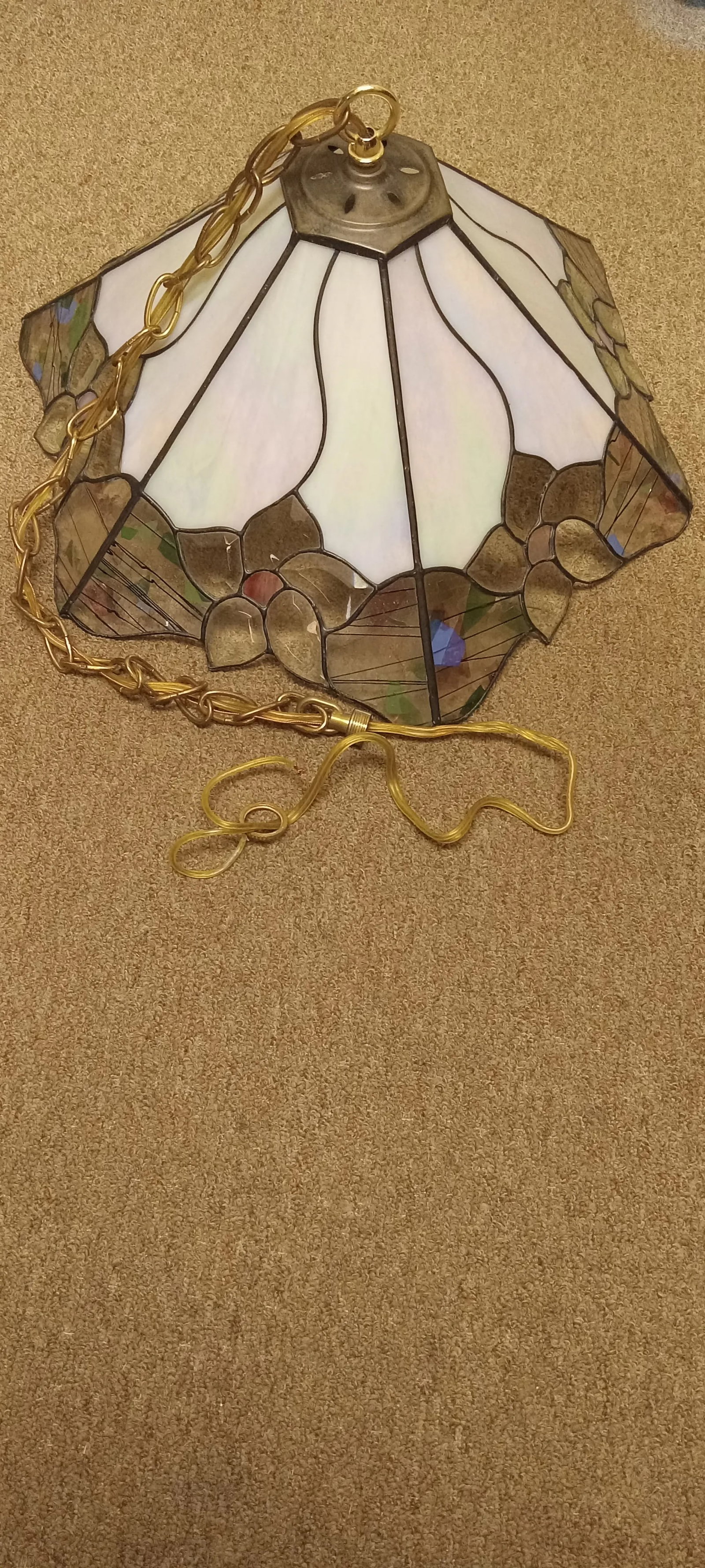 Antique Art Nouveau Stained Glass Pendant With Art Deco Influences - 7