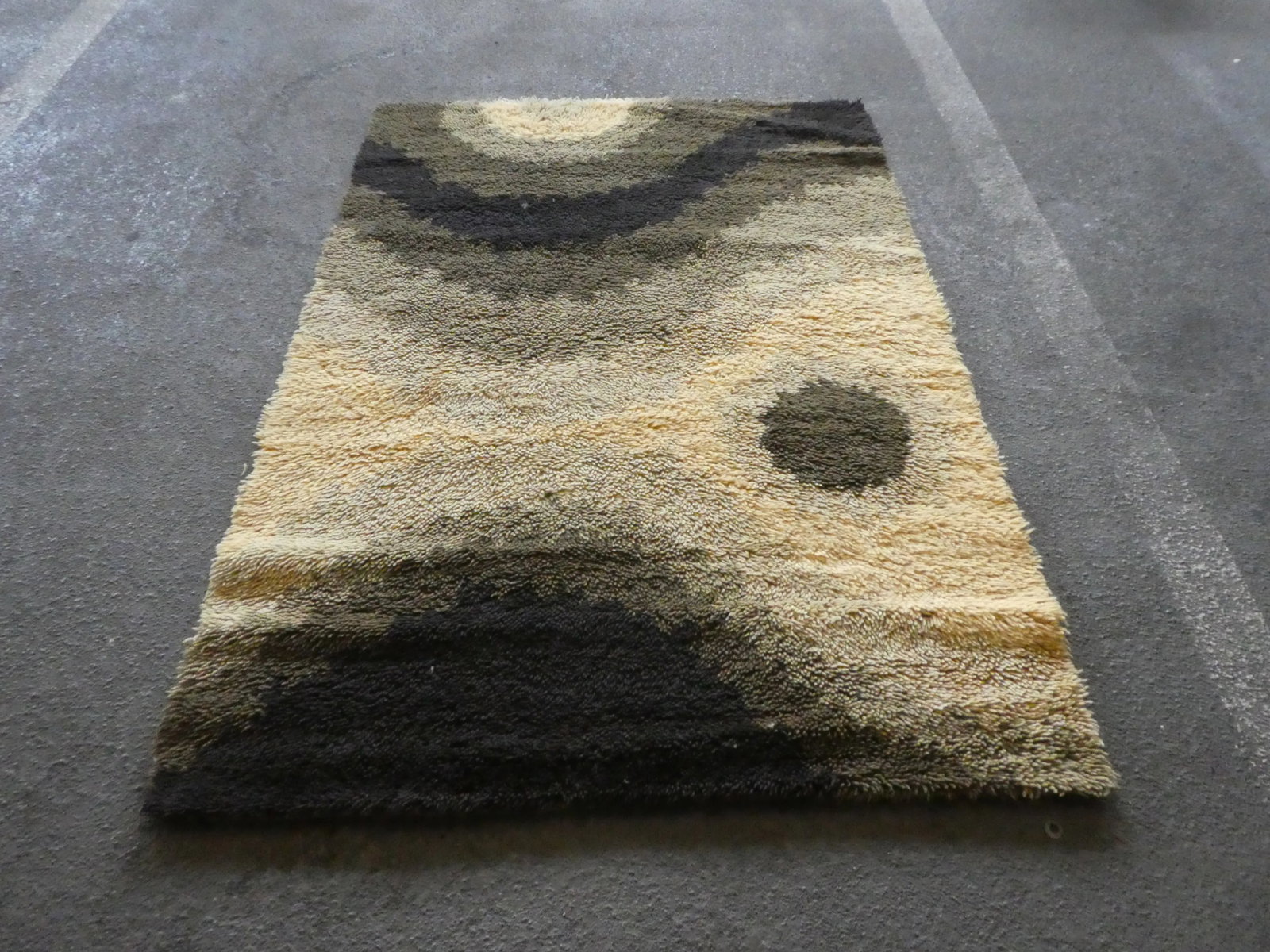 1970's Scandinavian Geometric Rya Rug- 4' * 5'10'' - 6