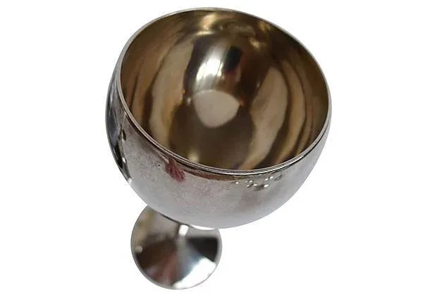 Vintage Silver & Glass Wine Serving Set of 4 - 3