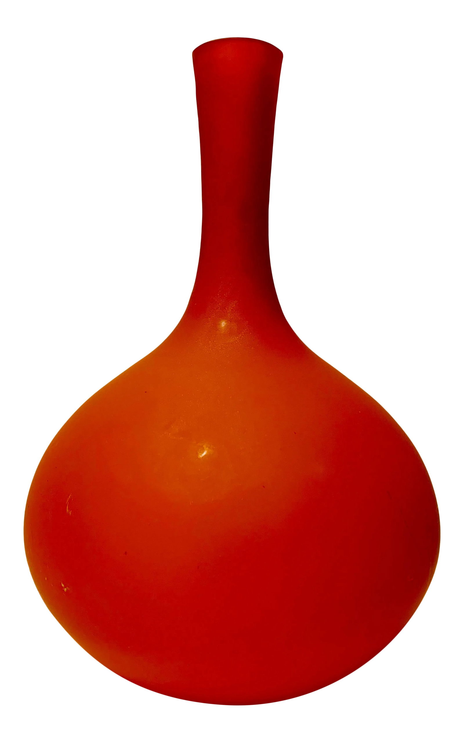 1960s Mid-Century Modern Rosenthall Netter Italian Modern Orange Vase: 1960s Rosenthal Netter Italian Modern Orange Satin Glass Vase A striking example of Italian Mid-Century Modern design, this vintage satin glass vase by Carlo Nason for Rosenthal Netter showcases a bol