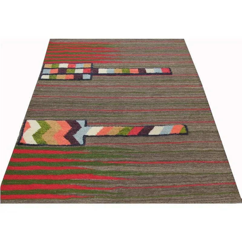 Handwoven Scandinavian Style Persian Kilim Area Rug - 4'1" * 6'4'' - 2