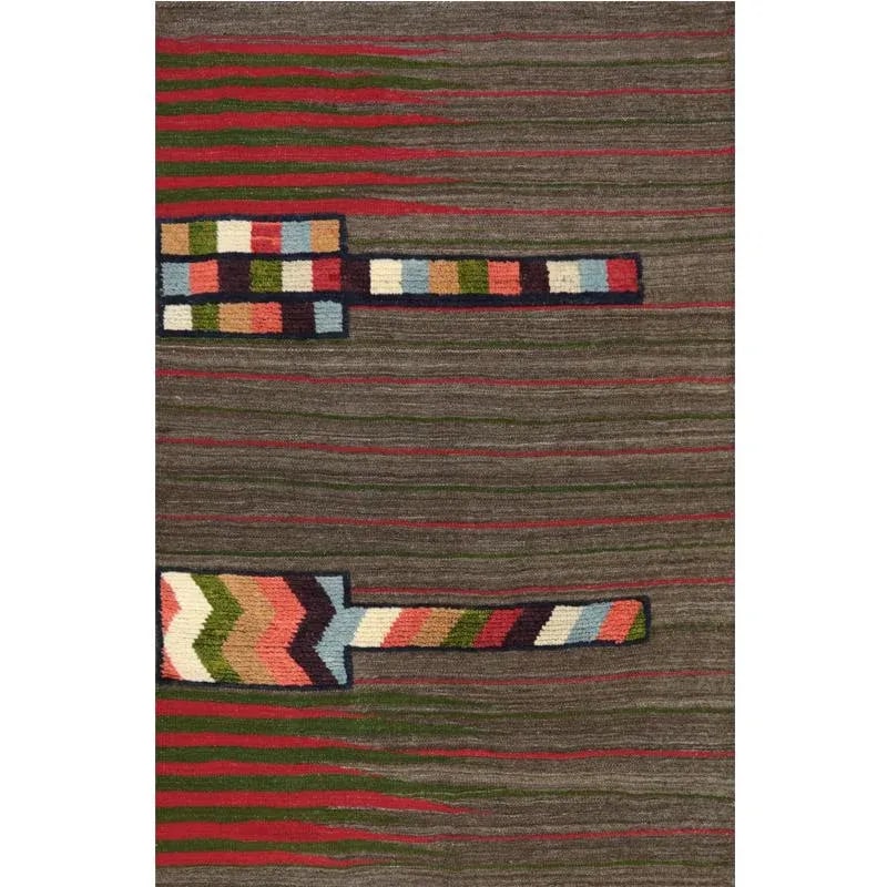 Handwoven Scandinavian Style Persian Kilim Area Rug - 4'1" * 6'4'' - 7