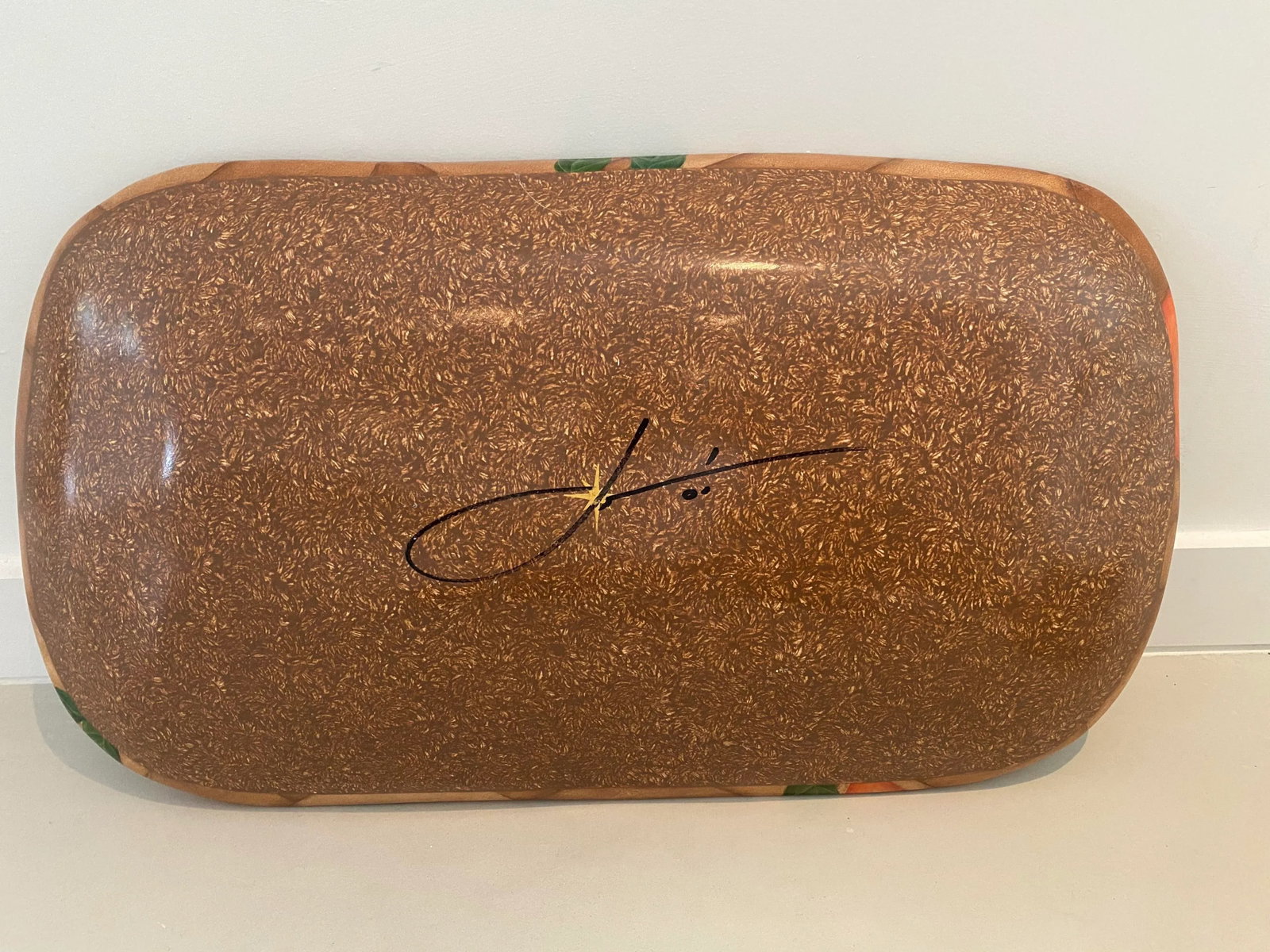 Bibi Leon Artist Signed Hand Painted Wood Platter - 6