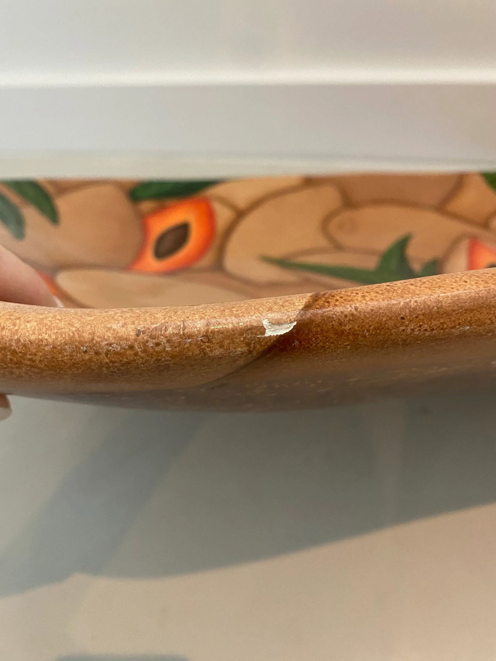 Bibi Leon Artist Signed Hand Painted Wood Platter - 7