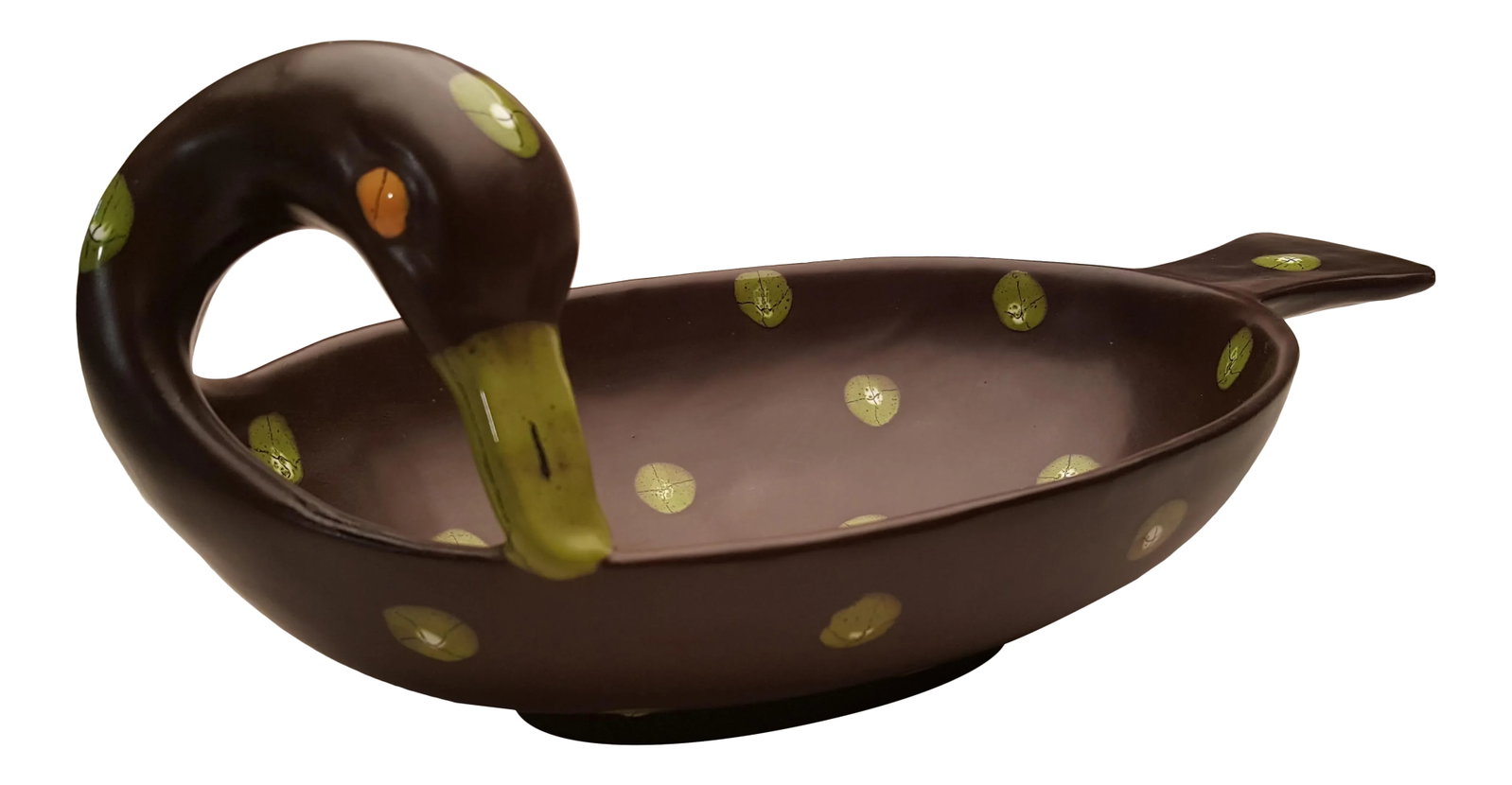 Mid Century Ceramic Bitossi Bird Dish Bowl: Made in Italy, designed by Bitossi, and imported by Raymor, this charming duck / goose shaped bowl is large enough to use as a serving bowl. However, this appears to have only been use as a